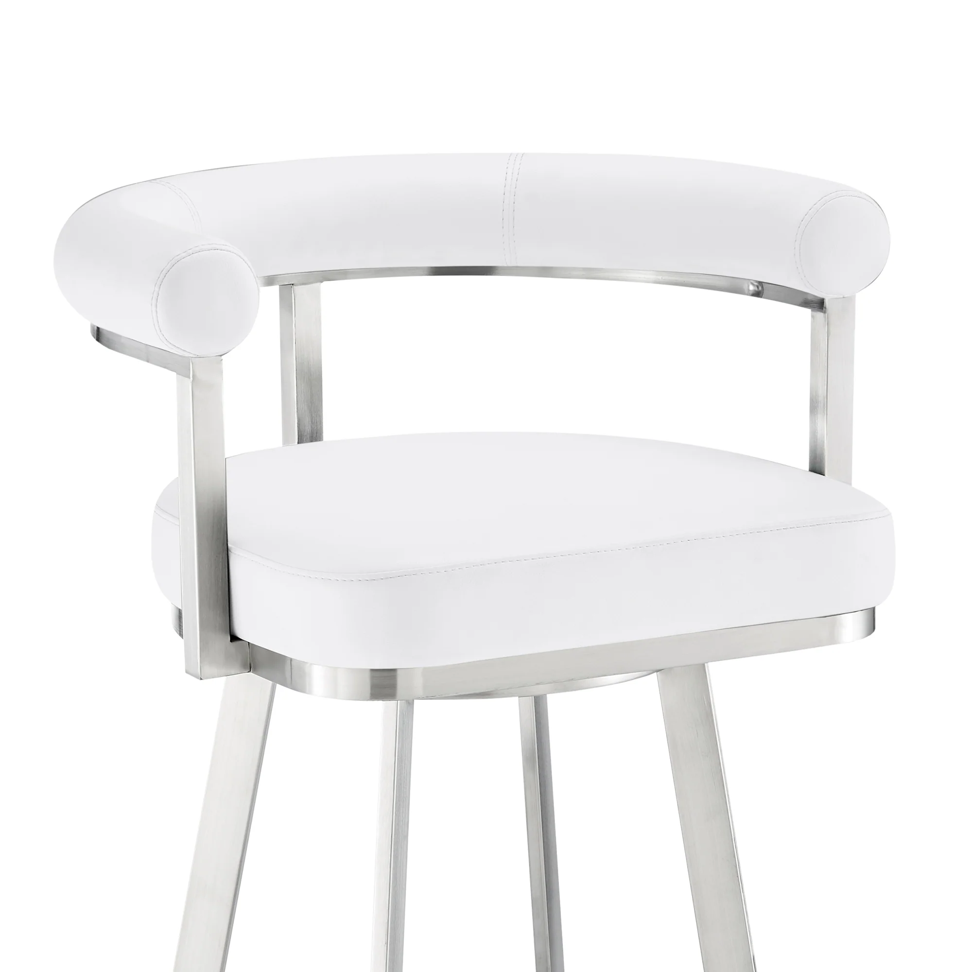 Magnolia 26" Swivel Counter Stool in Black Metal with Brown Faux Leather By Armen Living - Image 34