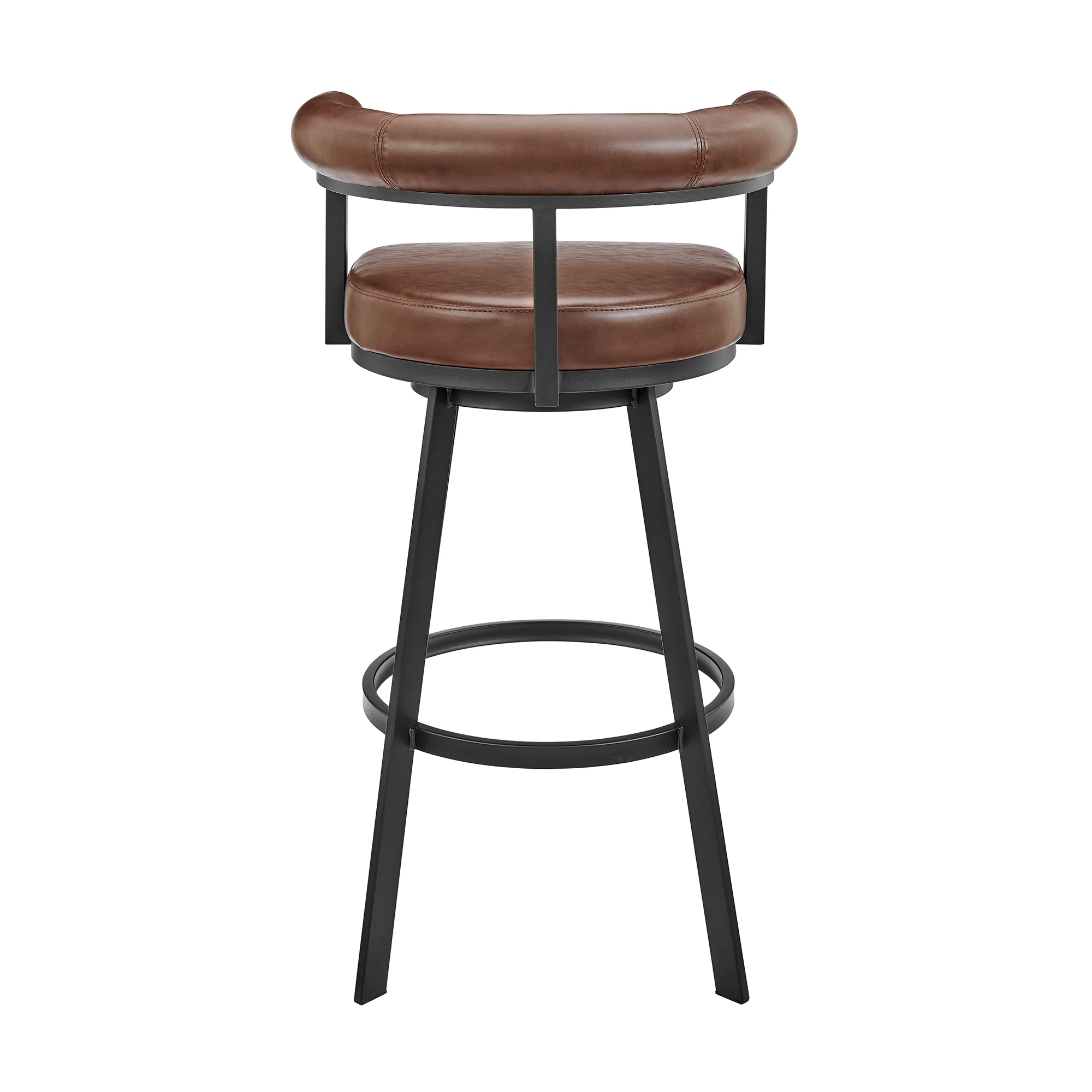 Magnolia 26" Swivel Counter Stool in Black Metal with Brown Faux Leather By Armen Living - Image 6