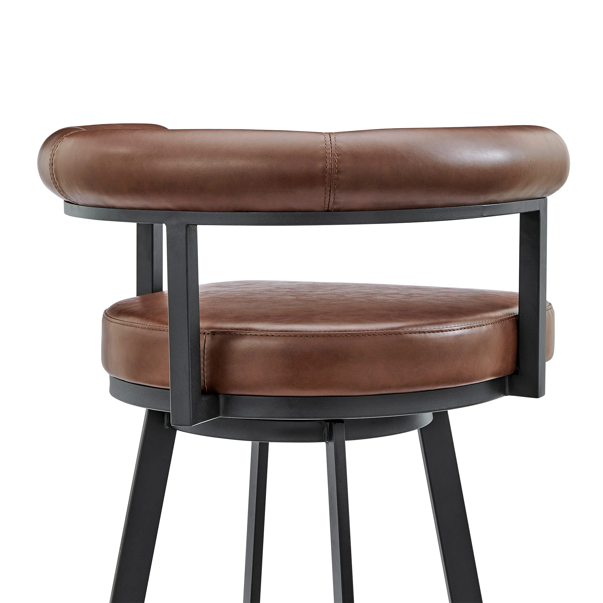 Magnolia 26" Swivel Counter Stool in Black Metal with Brown Faux Leather By Armen Living - Image 9