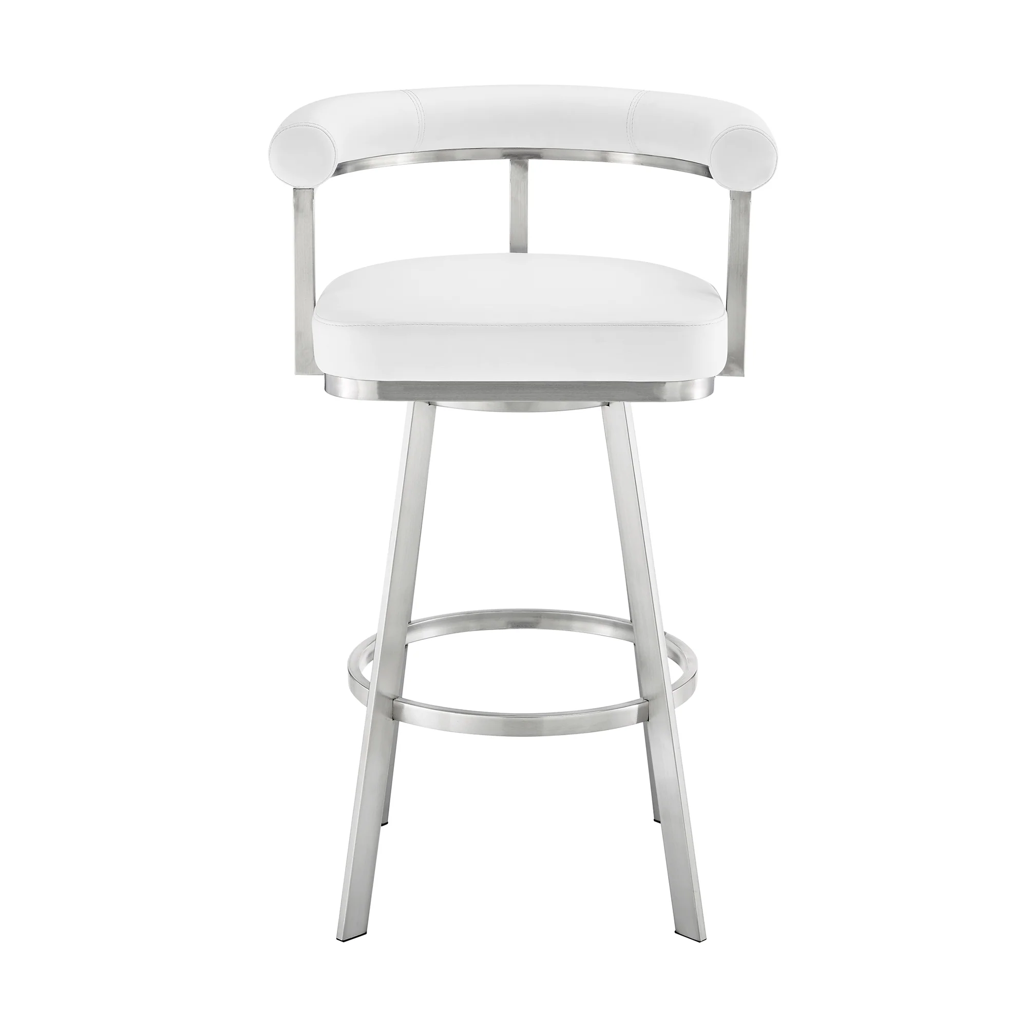 Magnolia 30" Swivel Bar Stool in Brushed Stainless Steel with Black Faux Leather By Armen Living - Image 21