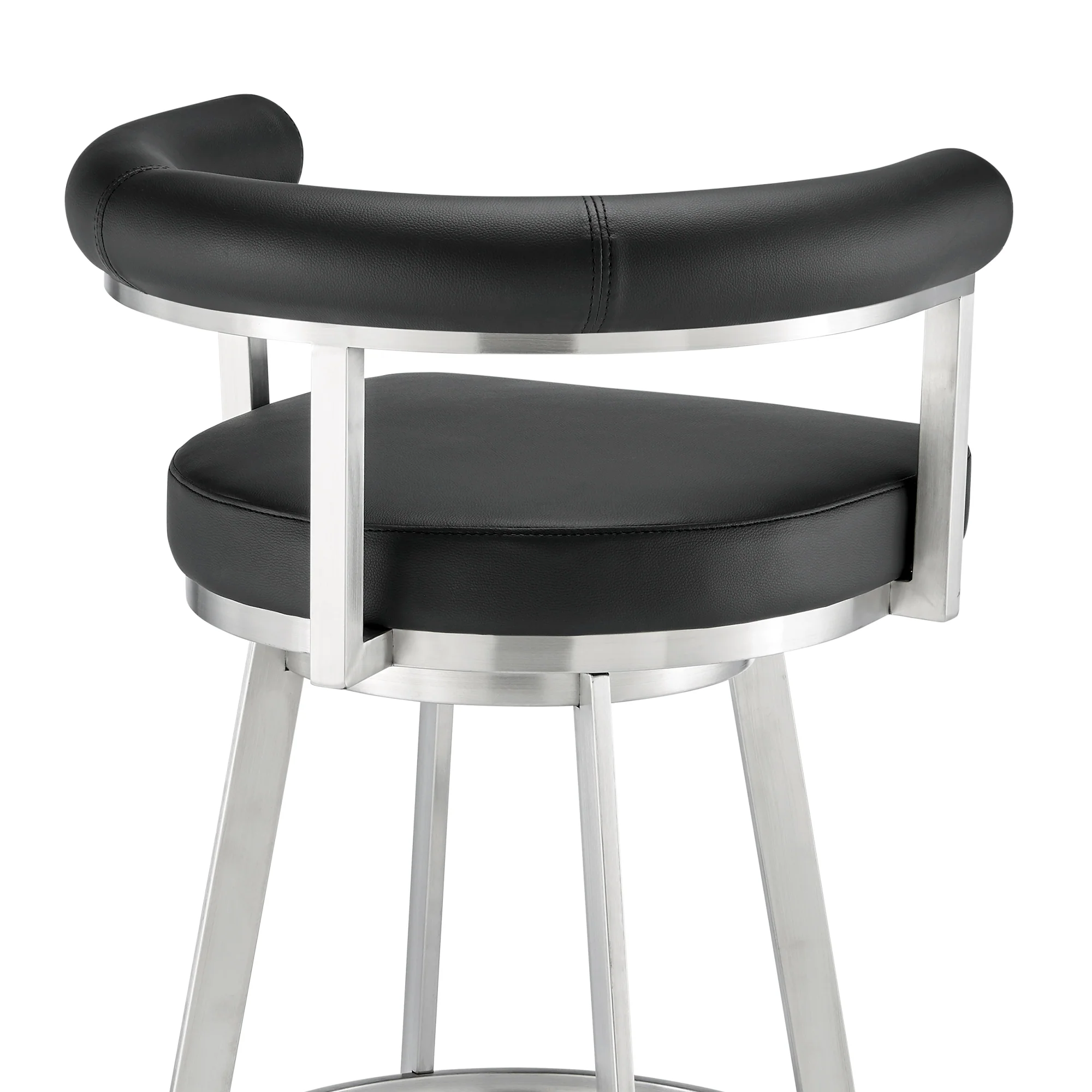 Magnolia 30" Swivel Bar Stool in Brushed Stainless Steel with Black Faux Leather By Armen Living - Image 9