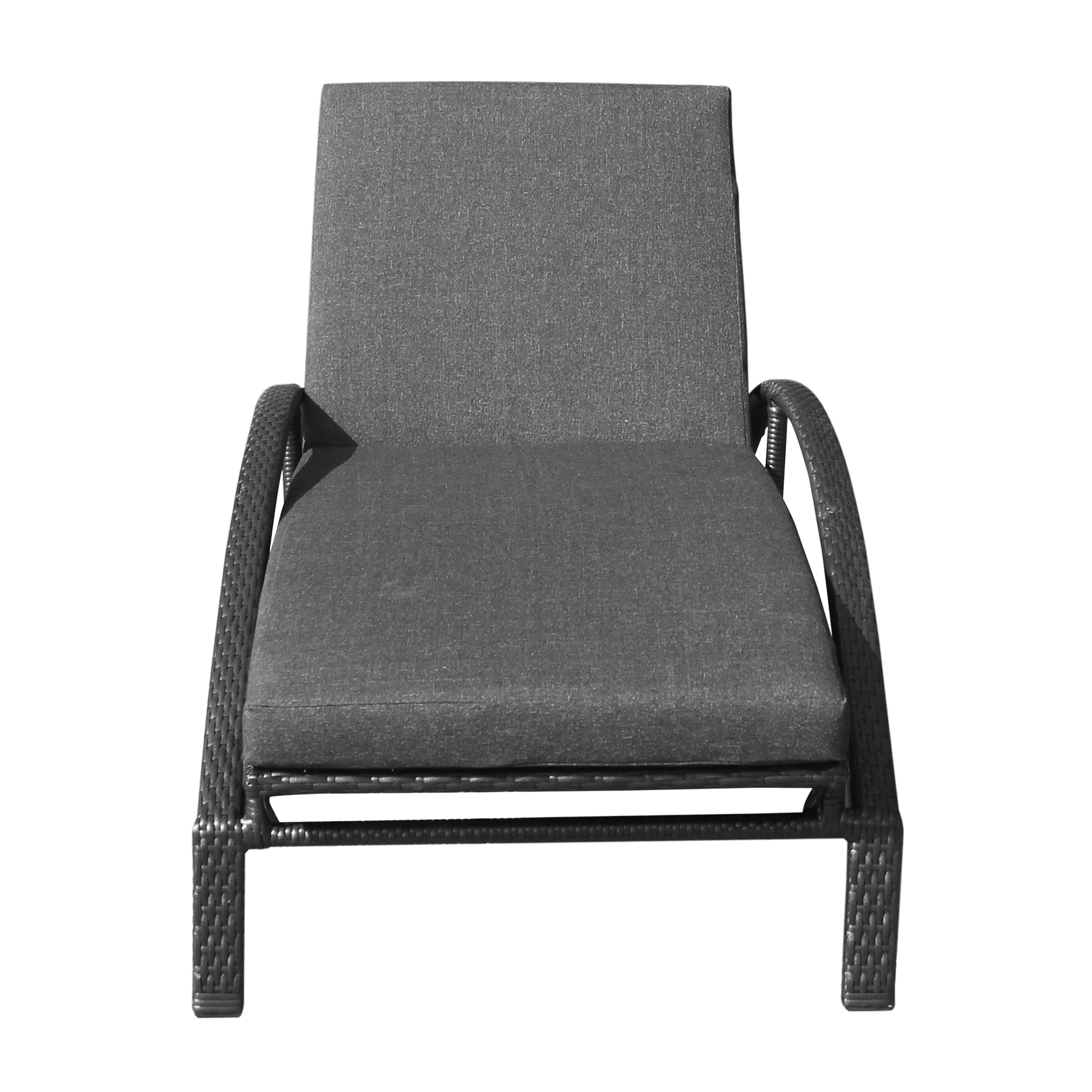 Mahana Adjustable Patio Outdoor Chaise Lounge Chair in Black Wicker with Charcoal Cushions By Armen Living - Image 3