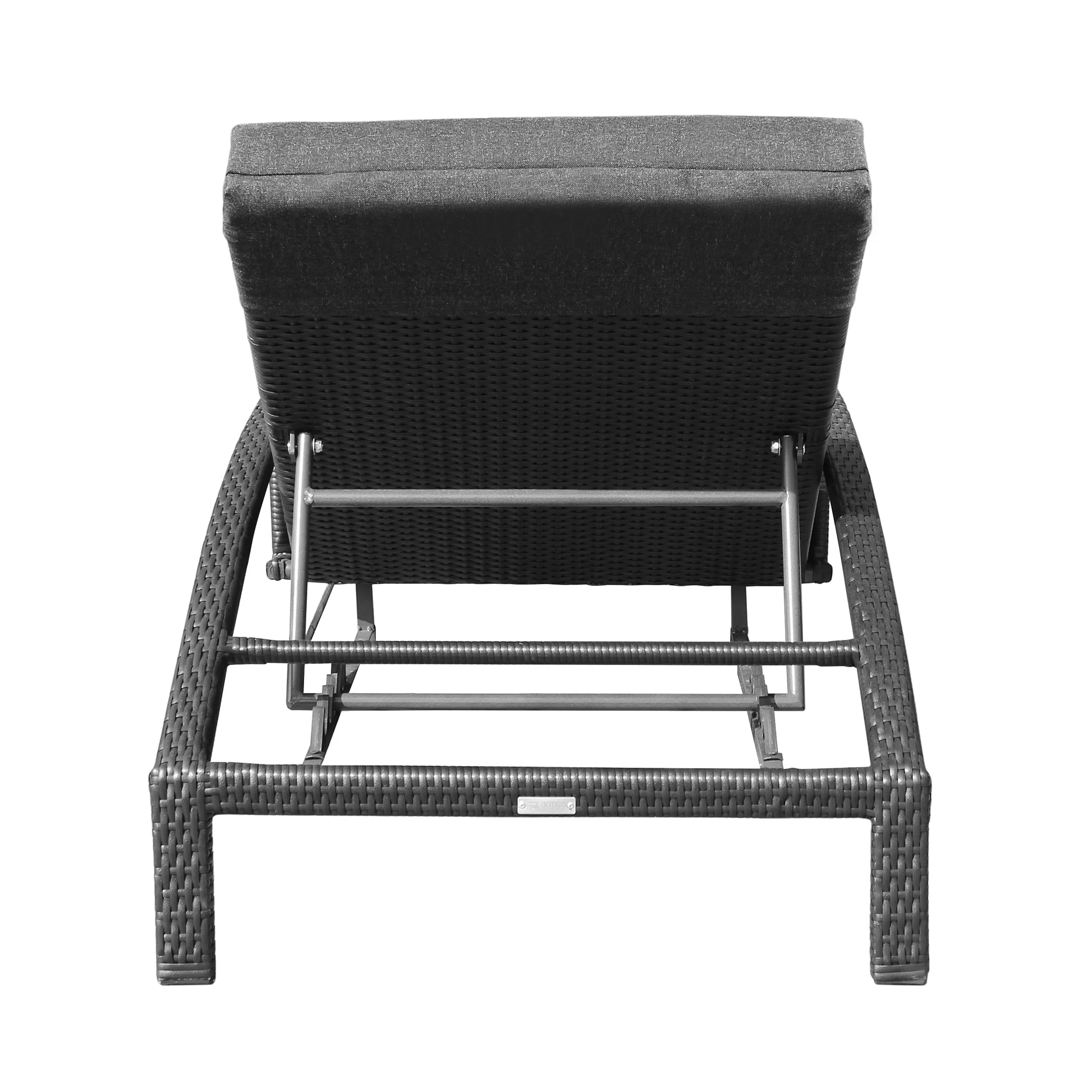 Mahana Adjustable Patio Outdoor Chaise Lounge Chair in Black Wicker with Charcoal Cushions By Armen Living - Image 6