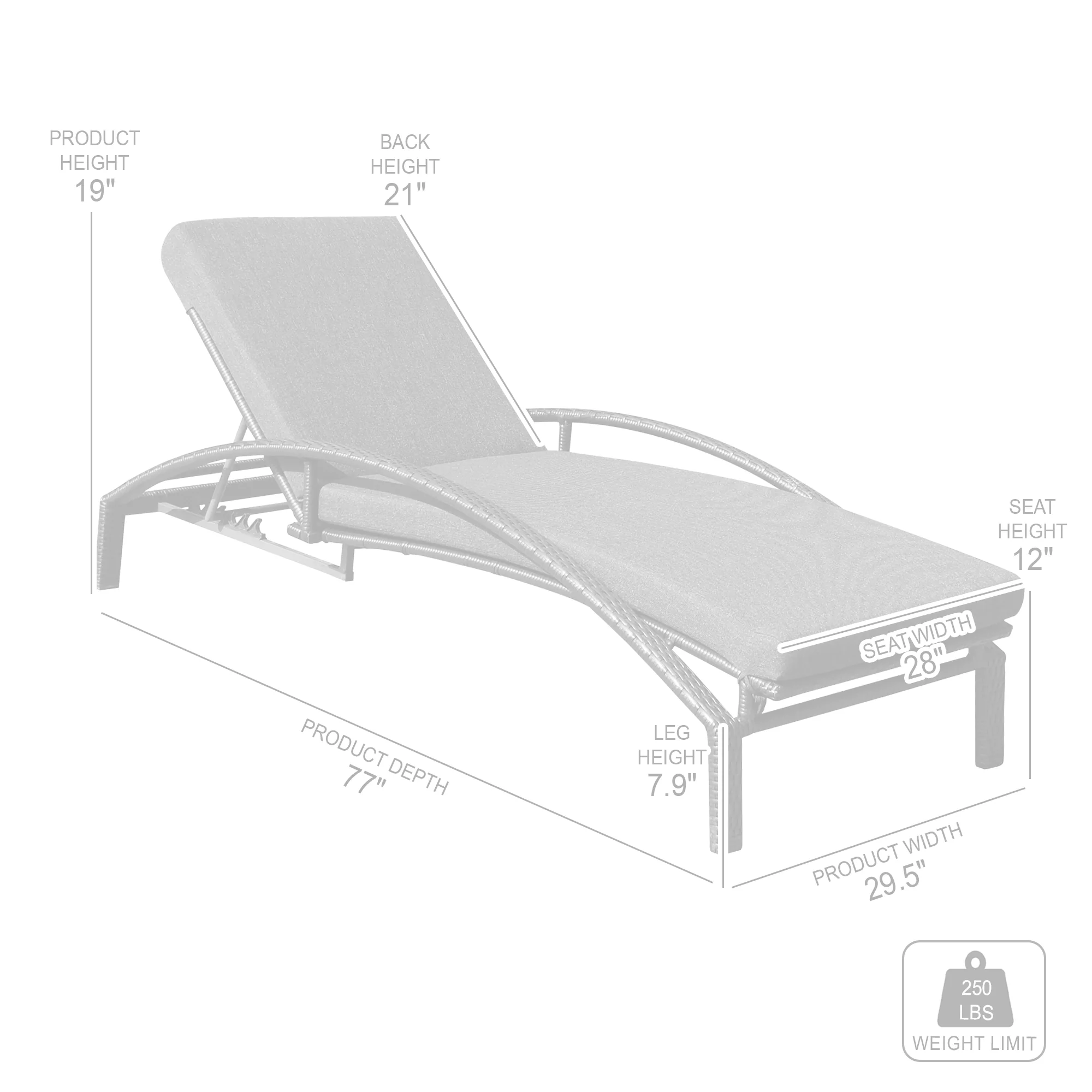 Mahana Adjustable Patio Outdoor Chaise Lounge Chair in Black Wicker with Charcoal Cushions By Armen Living - Image 8