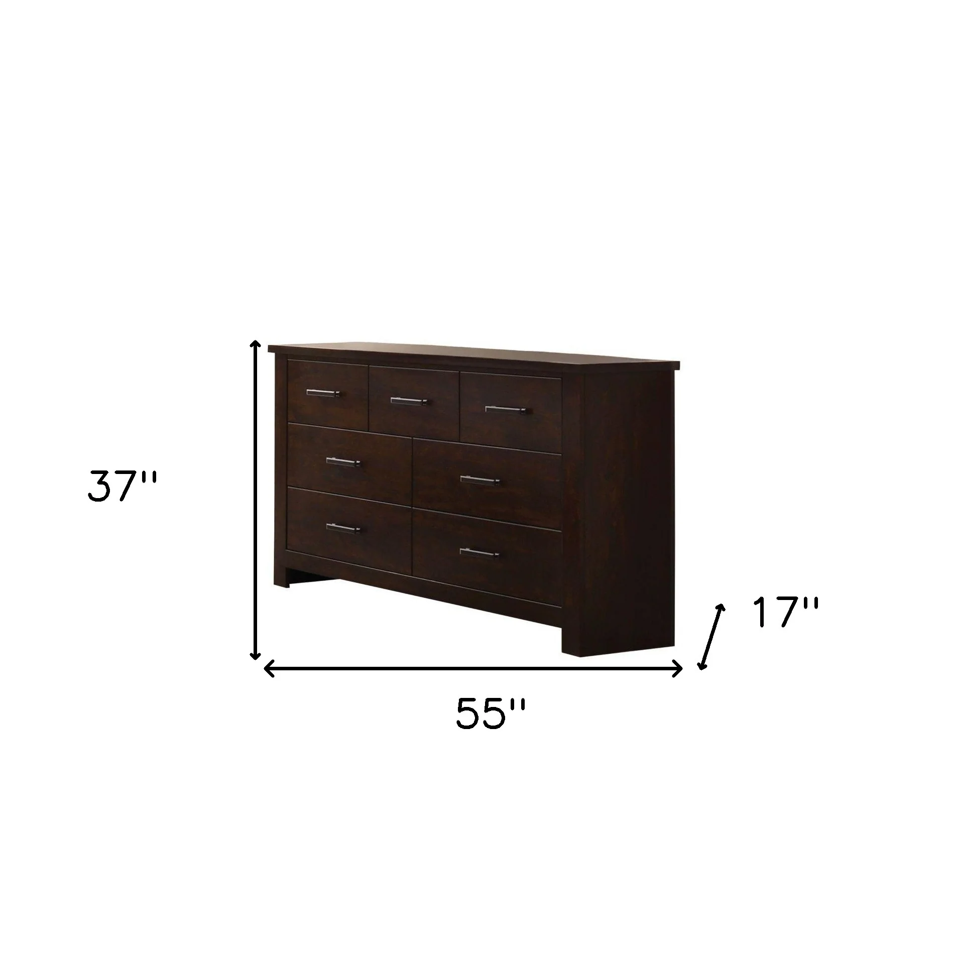Mahogany Seven Drawer Double Dresser By Homeroots - Image 3