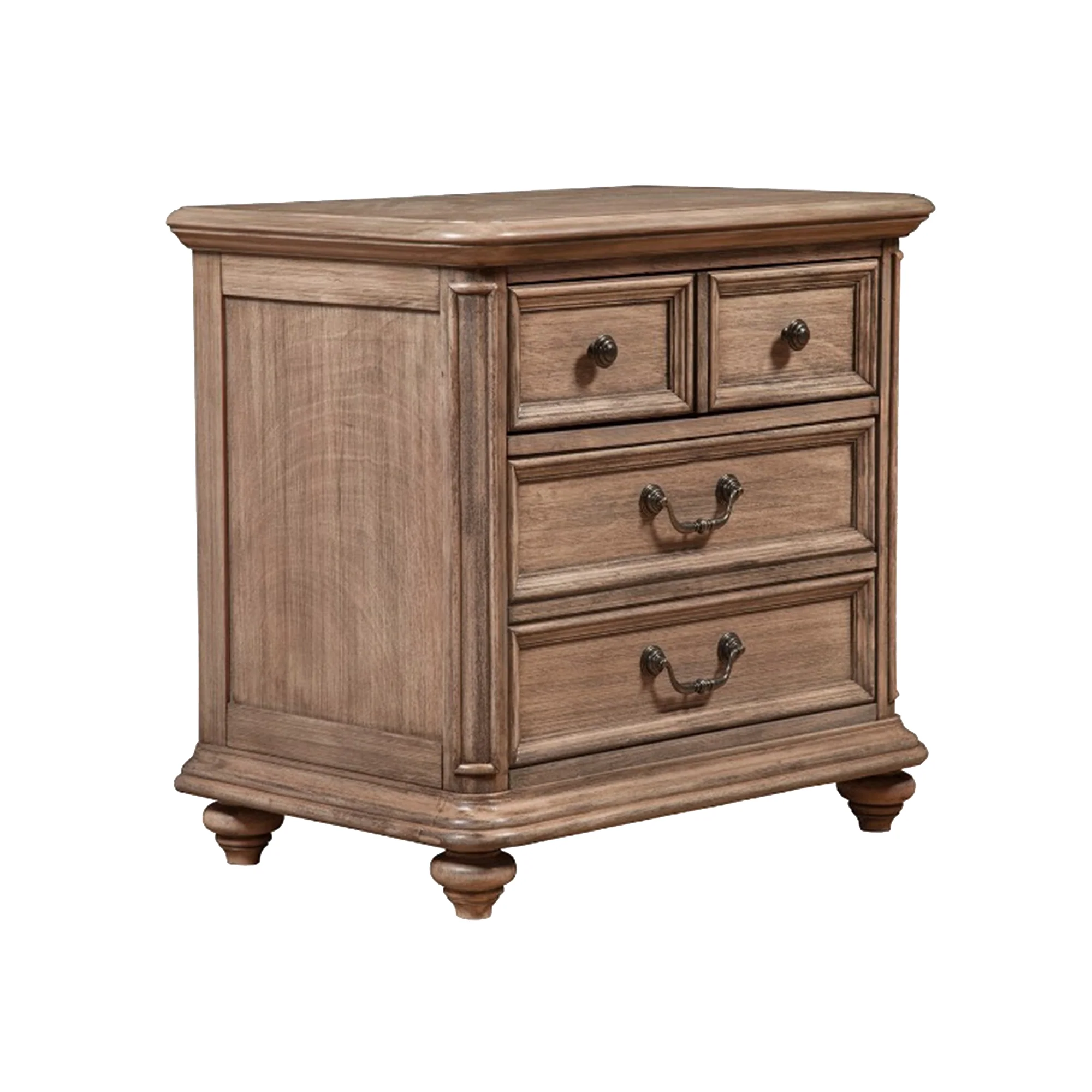 Mahogany Wood 2 Drawer Nightstand In French Truffle Brown By Benzara - Image 4