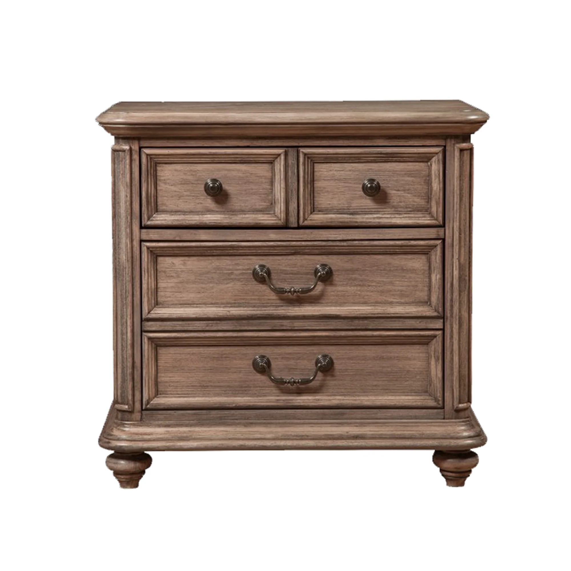 Mahogany Wood 2 Drawer Nightstand In French Truffle Brown By Benzara - Image 6