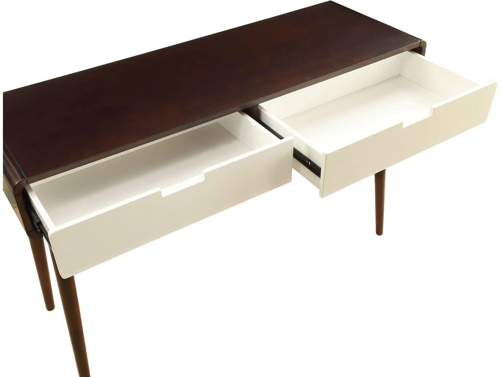 Mahogony and White Double Drawer Console Table By Homeroots - Image 4