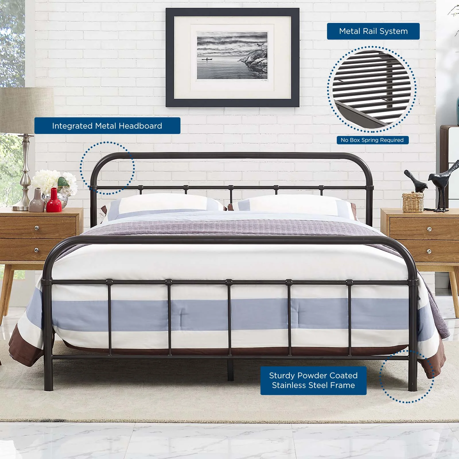 Maisie Full Stainless Steel Bed Frame By Modway - MOD-5532 - Image 7