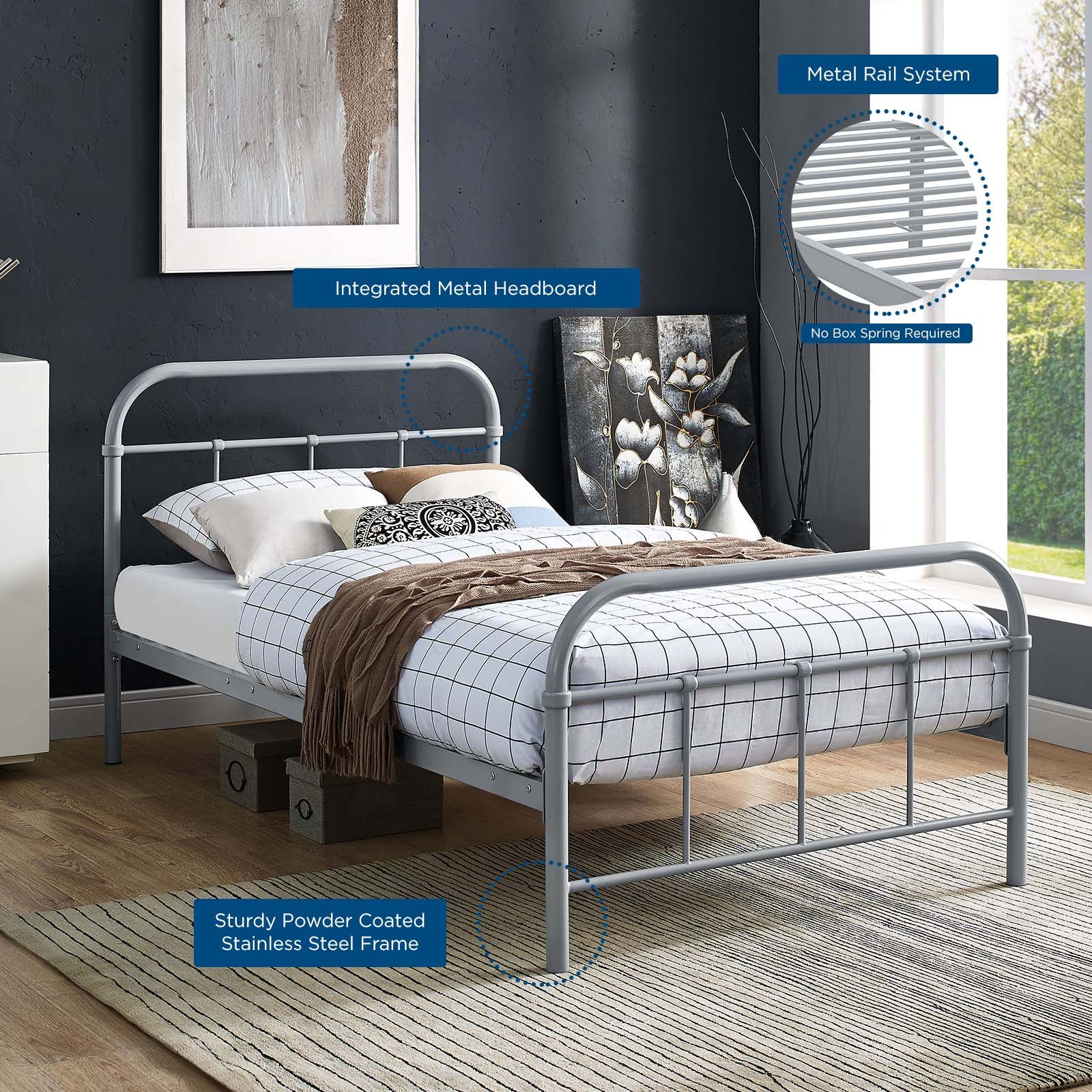 Maisie Twin Stainless Steel Bed Frame By Modway - MOD-5531 - Image 7