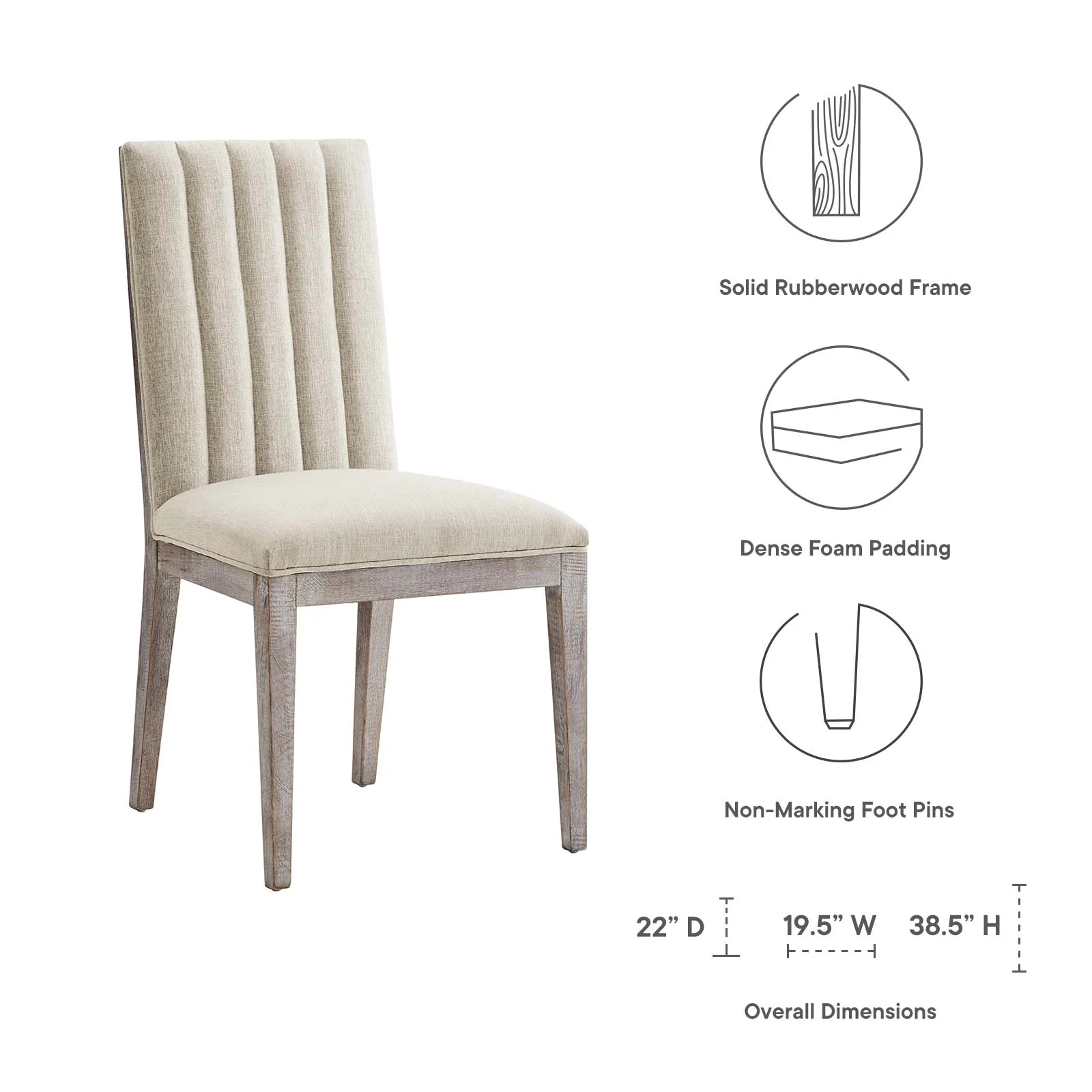 Maisonette French Vintage Tufted Fabric Dining Side Chairs Set of 2 By Modway - EEI-6623 - Image 7