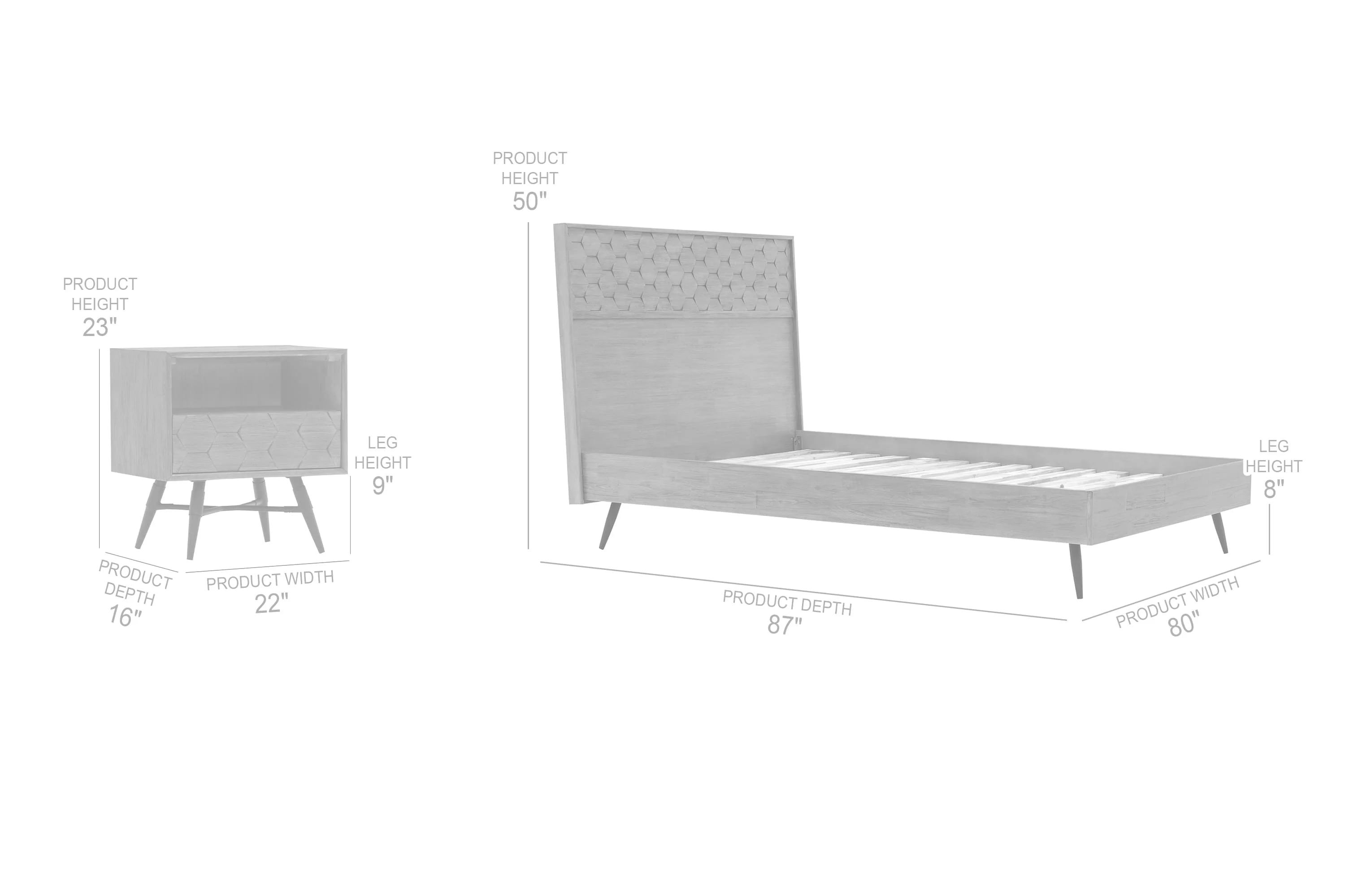 Makena 3 Piece King Bedroom Set in Grey Acacia Wood By Armen Living - Image 8