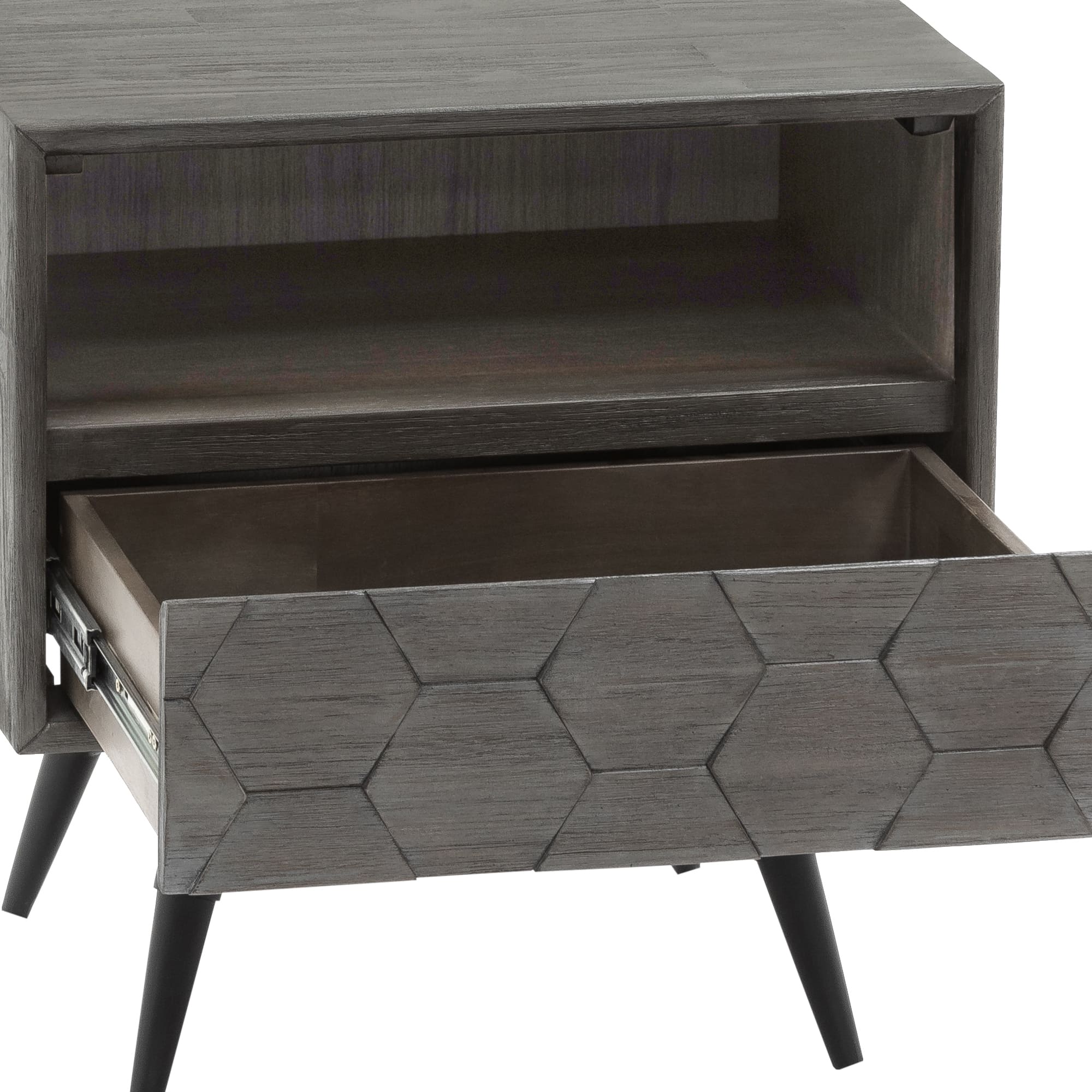 Makena 3 Piece King Bedroom Set in Grey Acacia Wood By Armen Living - Image 9