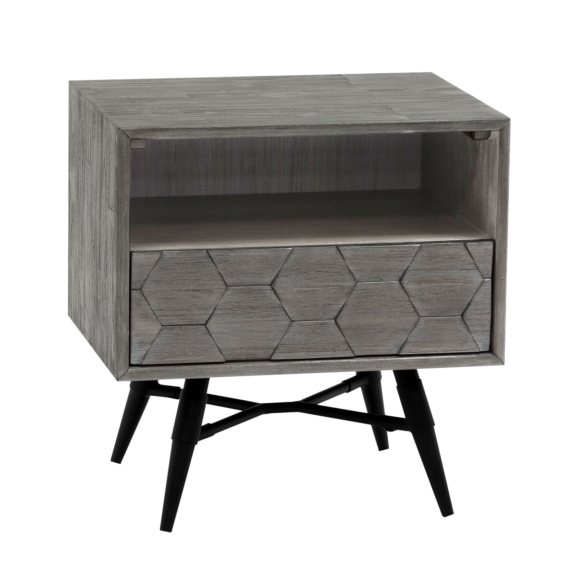 Makena 4 Piece King Bedroom Set in Grey Acacia Wood By Armen Living - Image 10