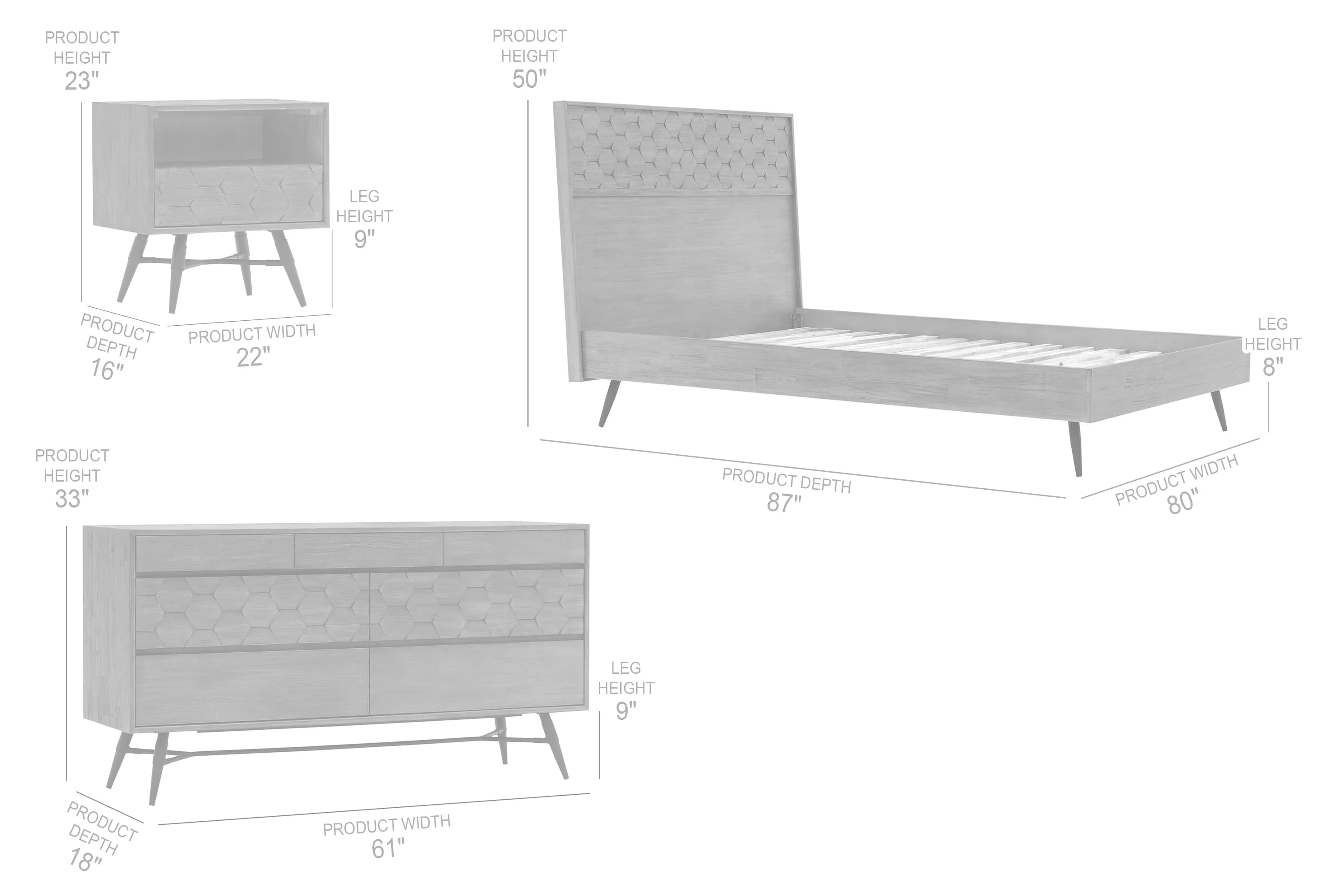 Makena 4 Piece King Bedroom Set in Grey Acacia Wood By Armen Living - Image 9
