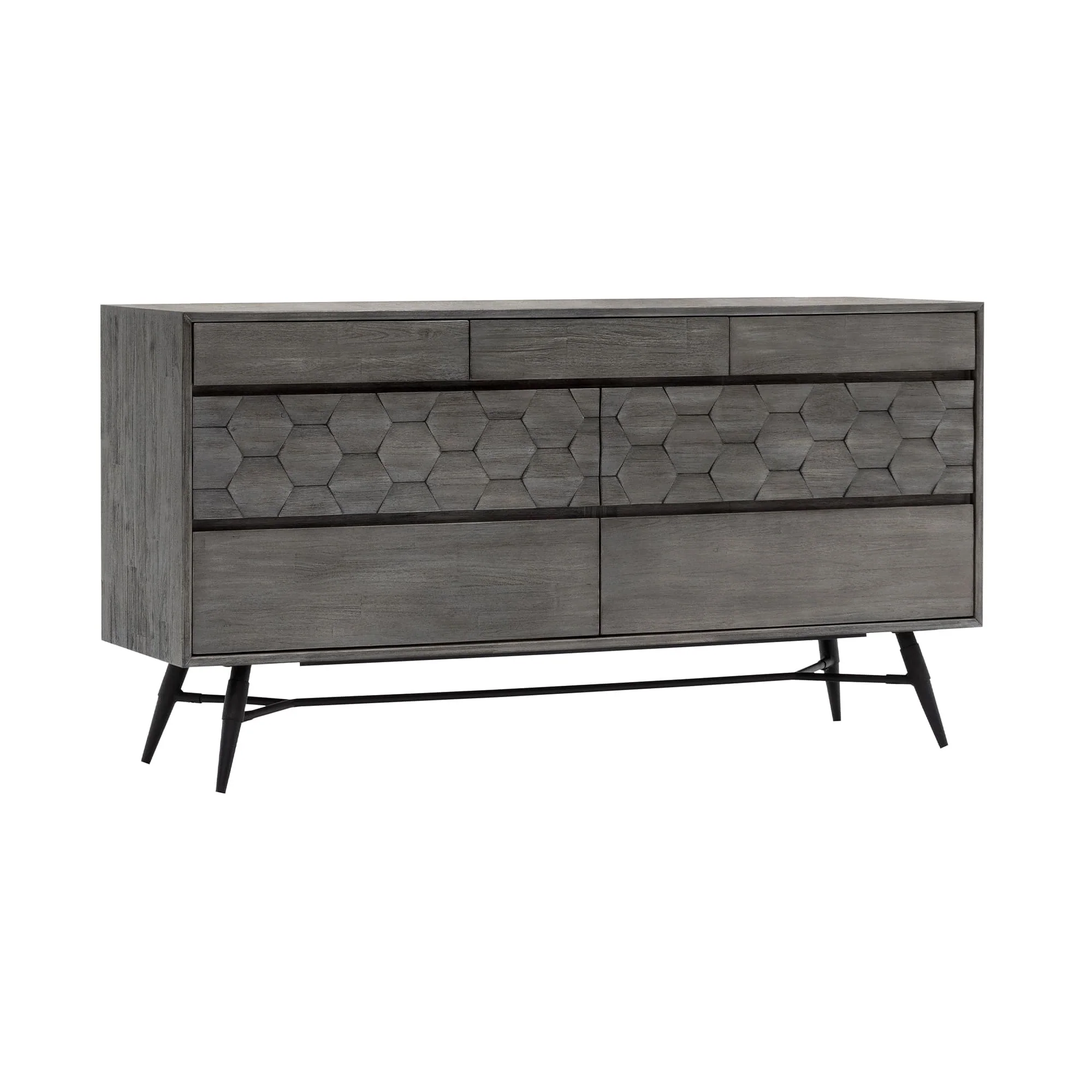 Makena 6 Drawer Dresser in Grey Acacia Wood By Armen Living - Image 4