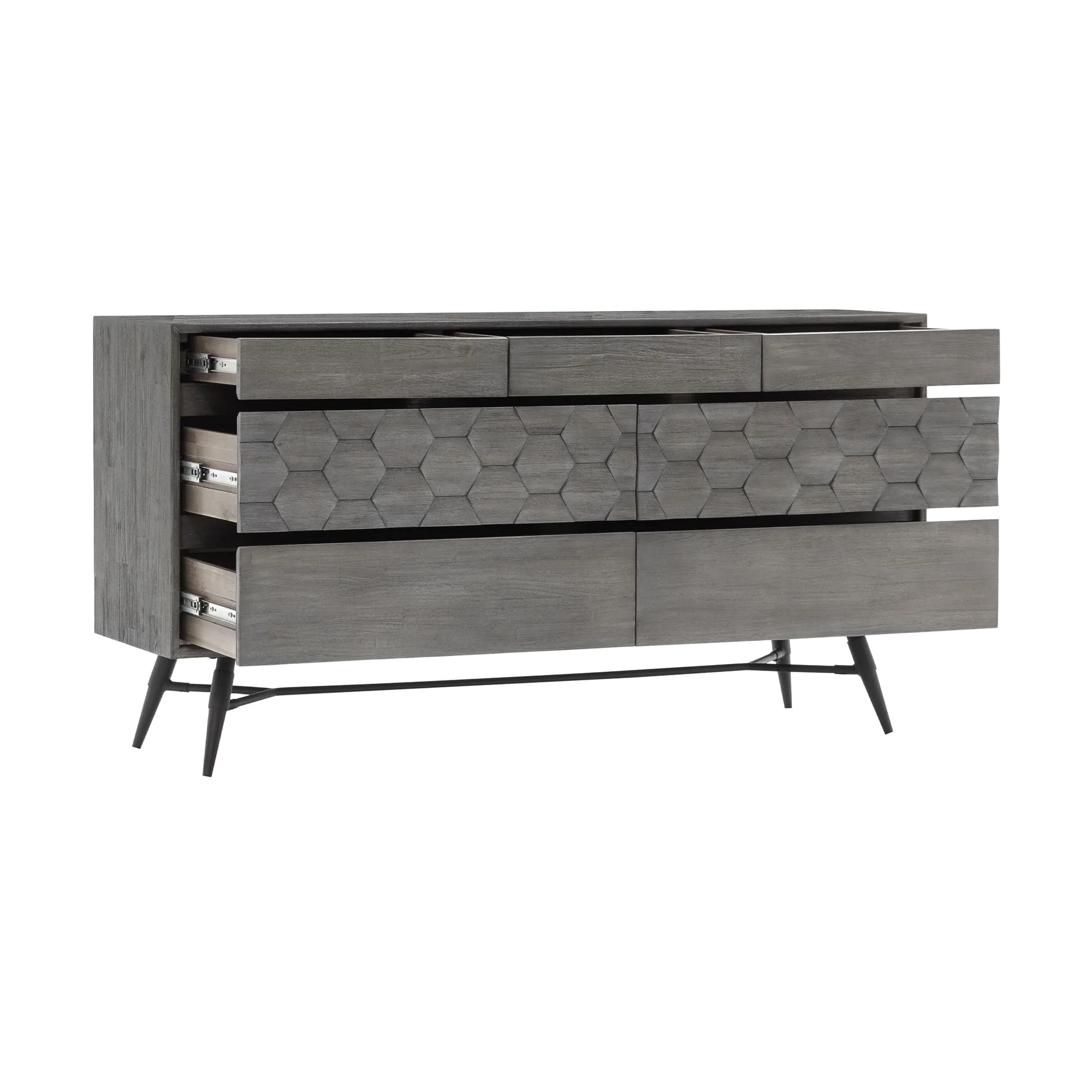 Makena 6 Drawer Dresser in Grey Acacia Wood By Armen Living - Image 5