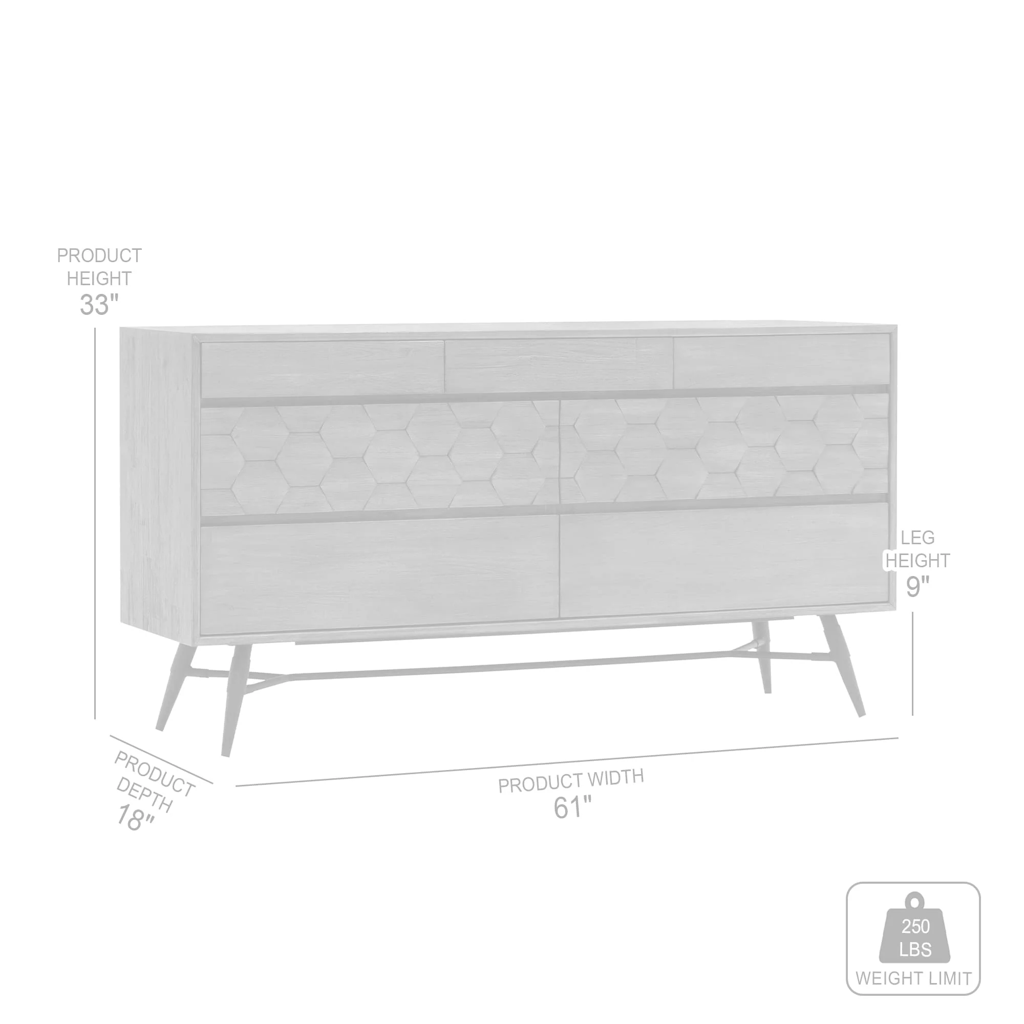 Makena 6 Drawer Dresser in Grey Acacia Wood By Armen Living - Image 9