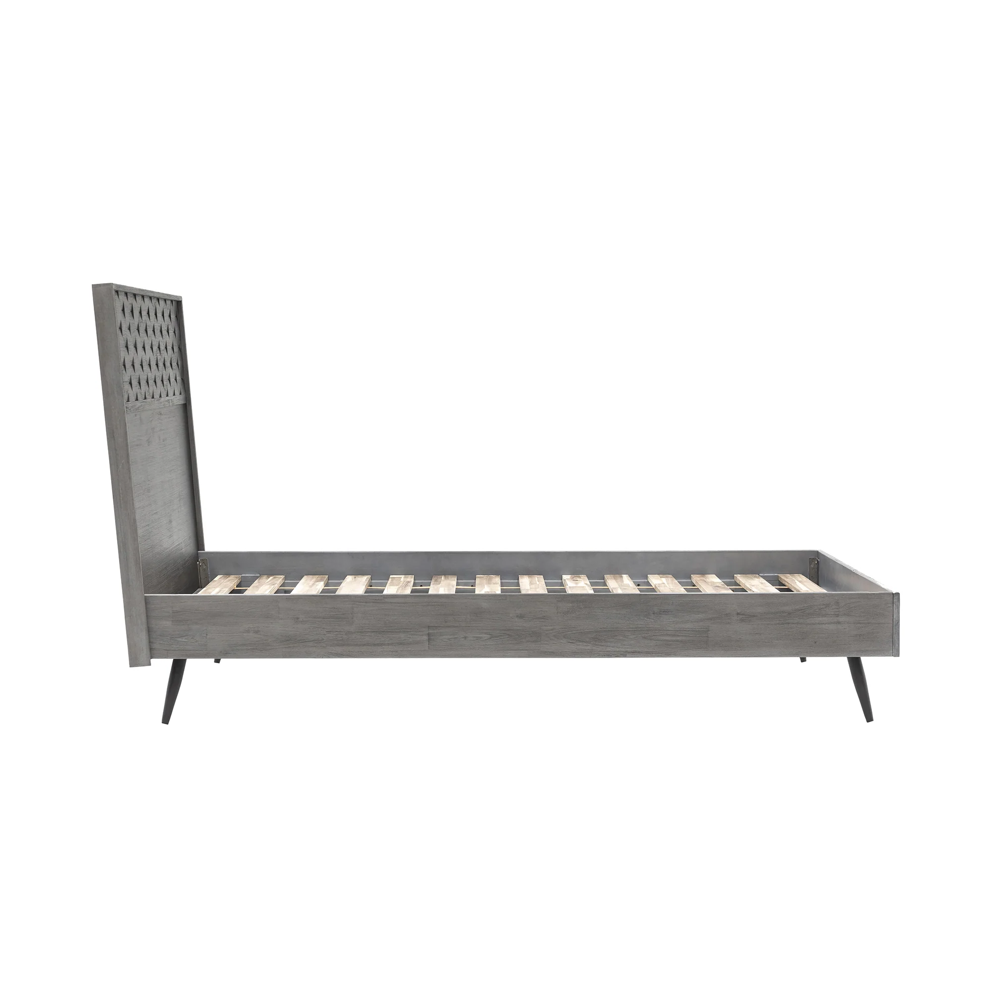 Makena King Platform Frame Bed in Grey Acacia Wood By Armen Living - Image 5