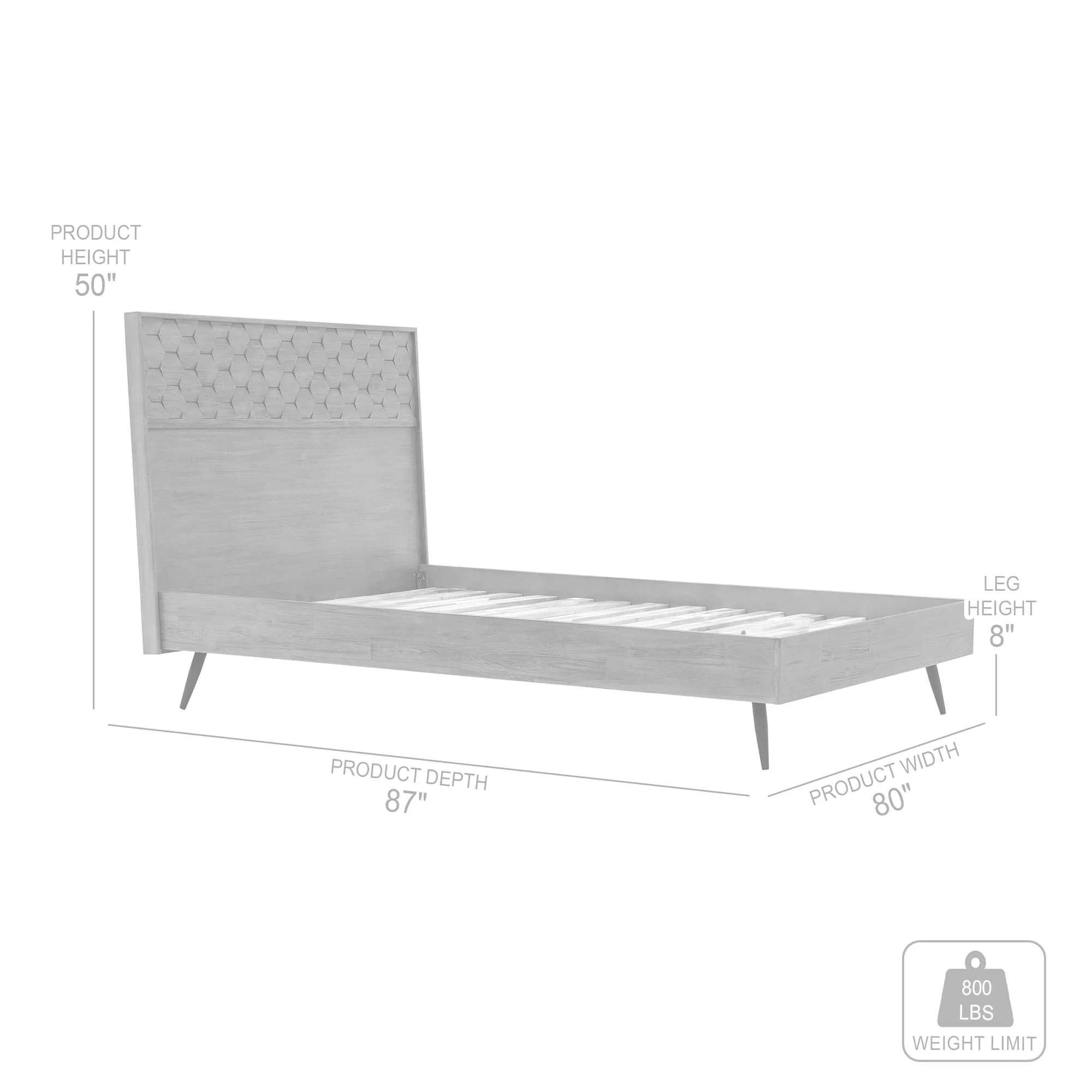 Makena King Platform Frame Bed in Grey Acacia Wood By Armen Living - Image 7
