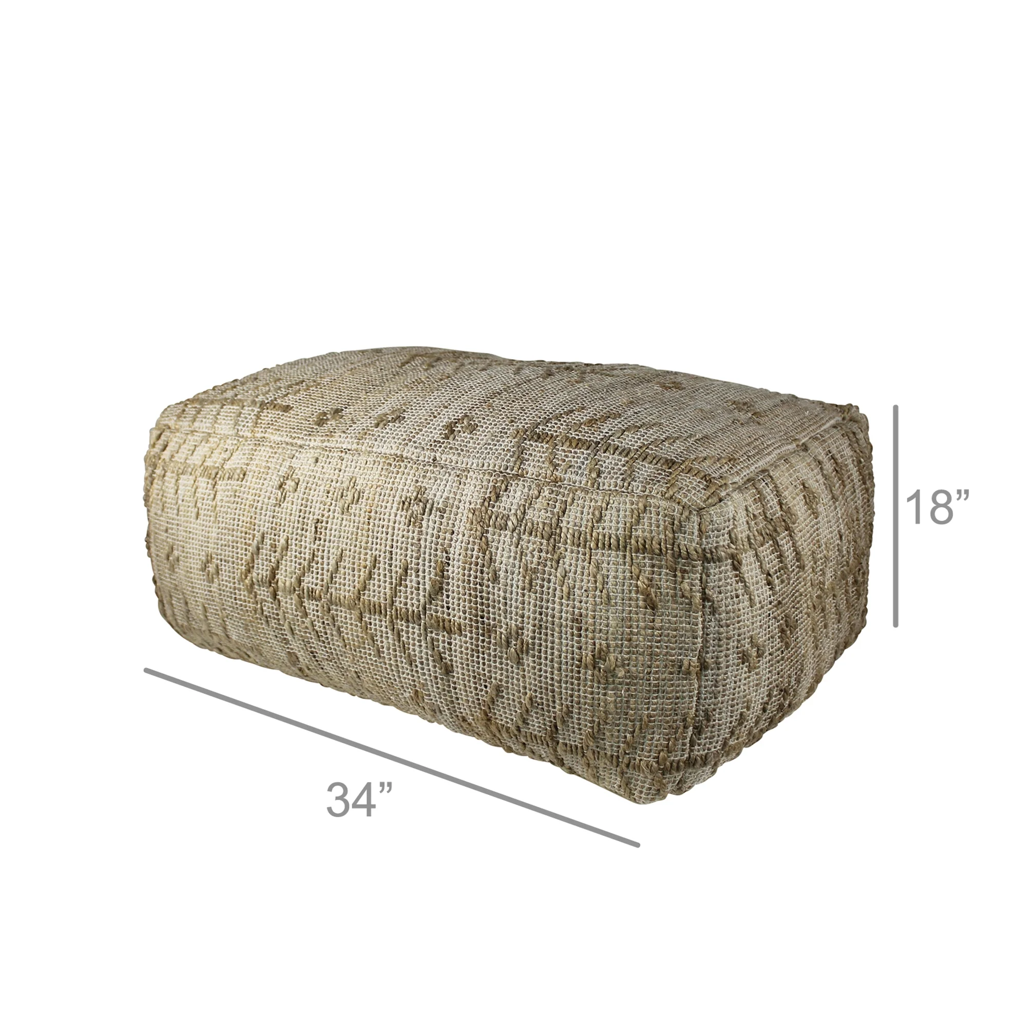 Malika Pouf, Hemp, Natural By HomArt - Image 3