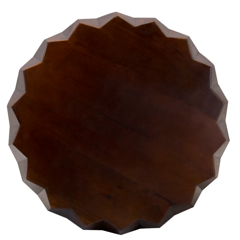 Mango Round Modern Scallop Solid Wood Coffee Table By Homeroots - Image 2