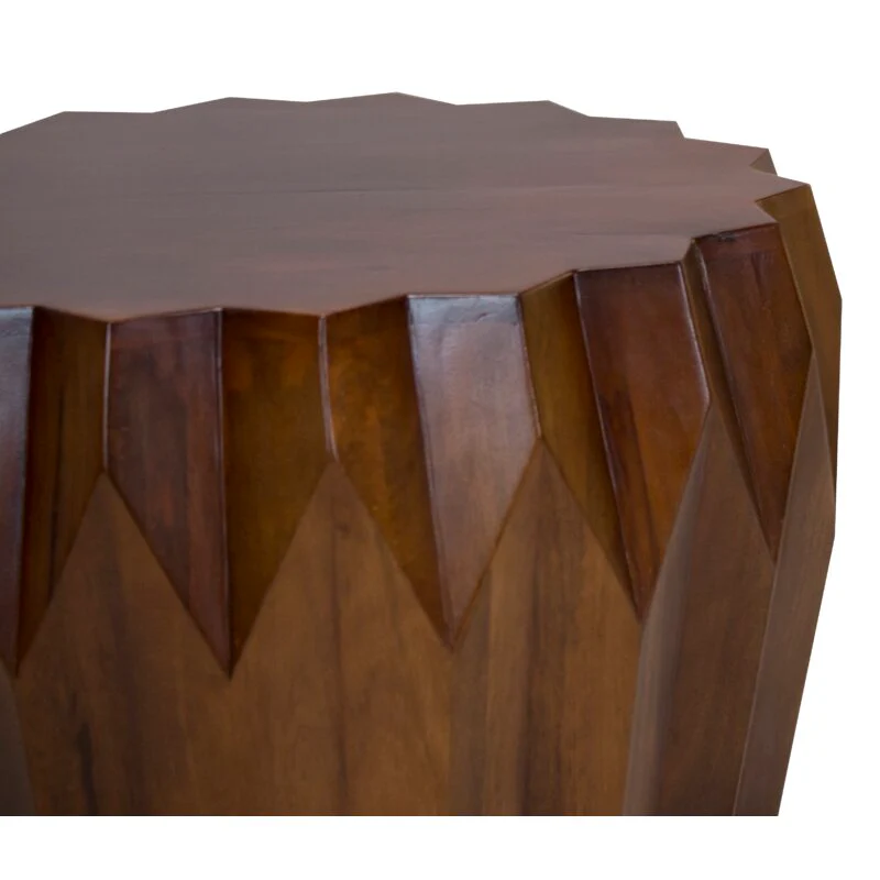 Mango Round Modern Scallop Solid Wood Coffee Table By Homeroots - Image 3