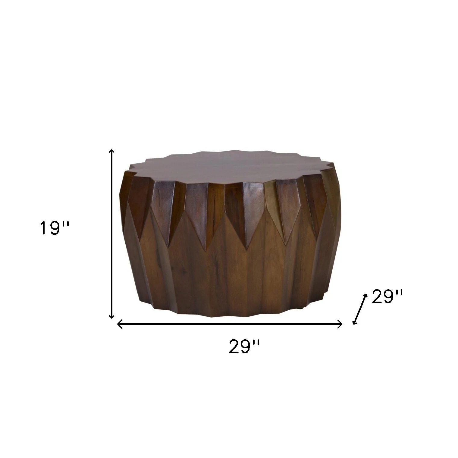 Mango Round Modern Scallop Solid Wood Coffee Table By Homeroots - Image 5
