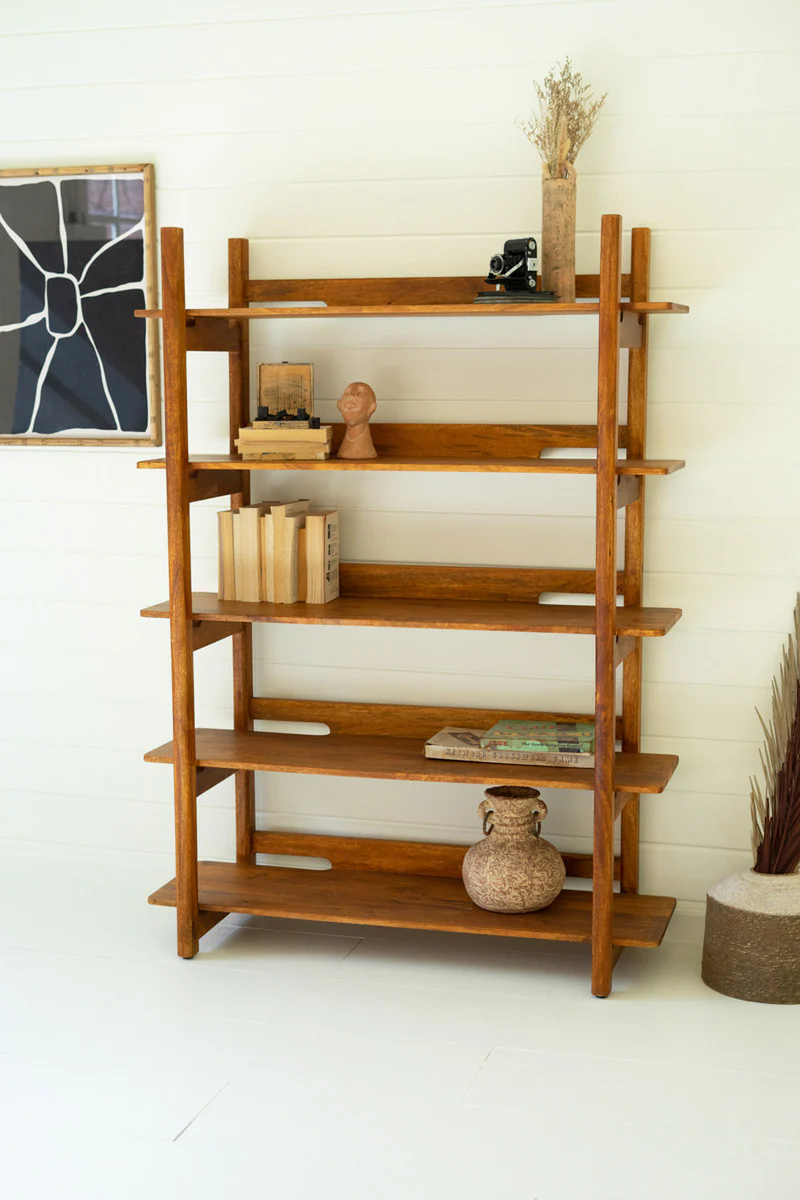 Mango Wood Bookshelf With Teak Finish By Kalalou - Image 2