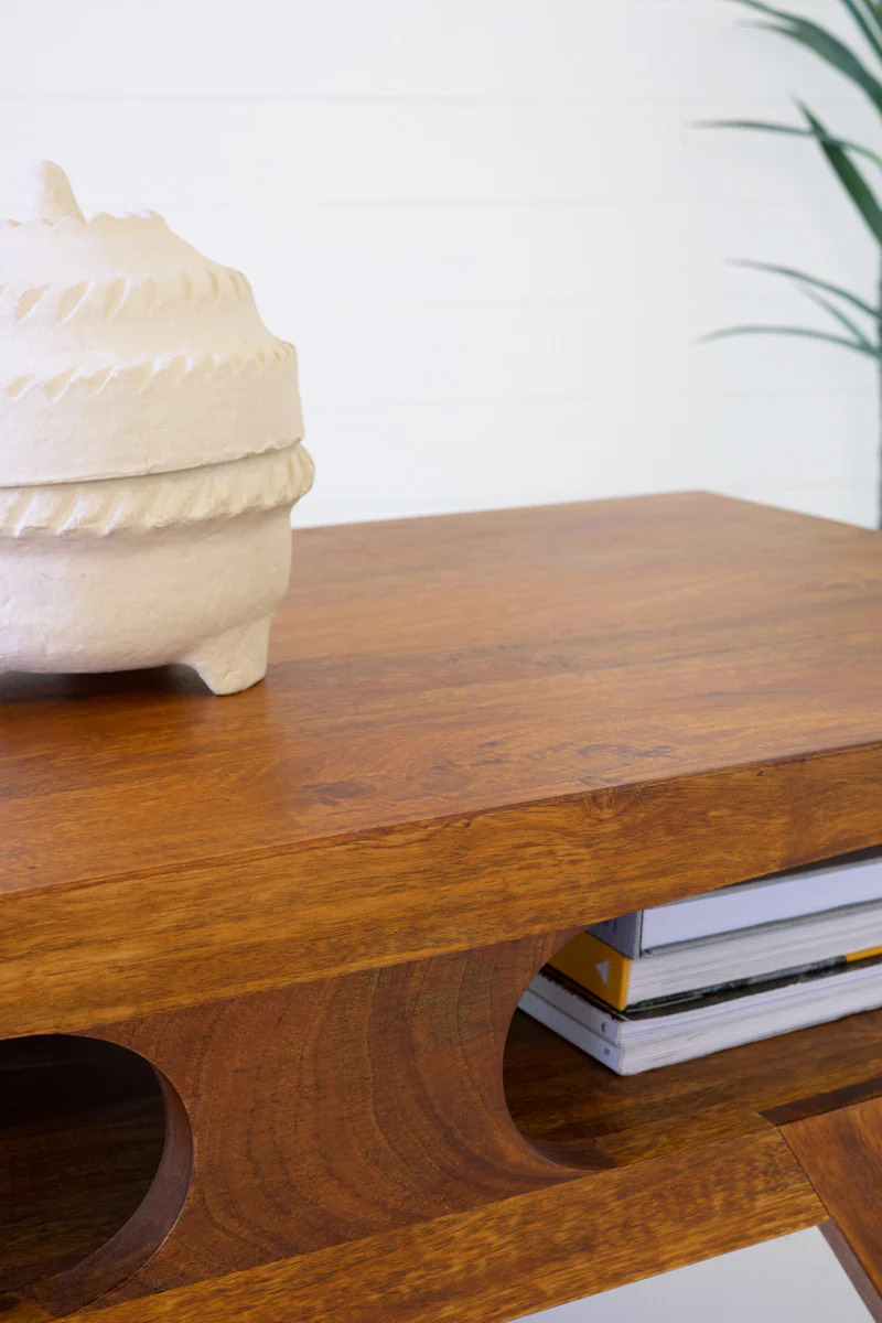 Mango Wood Coffee Table With Teak Finish By Kalalou - Image 2