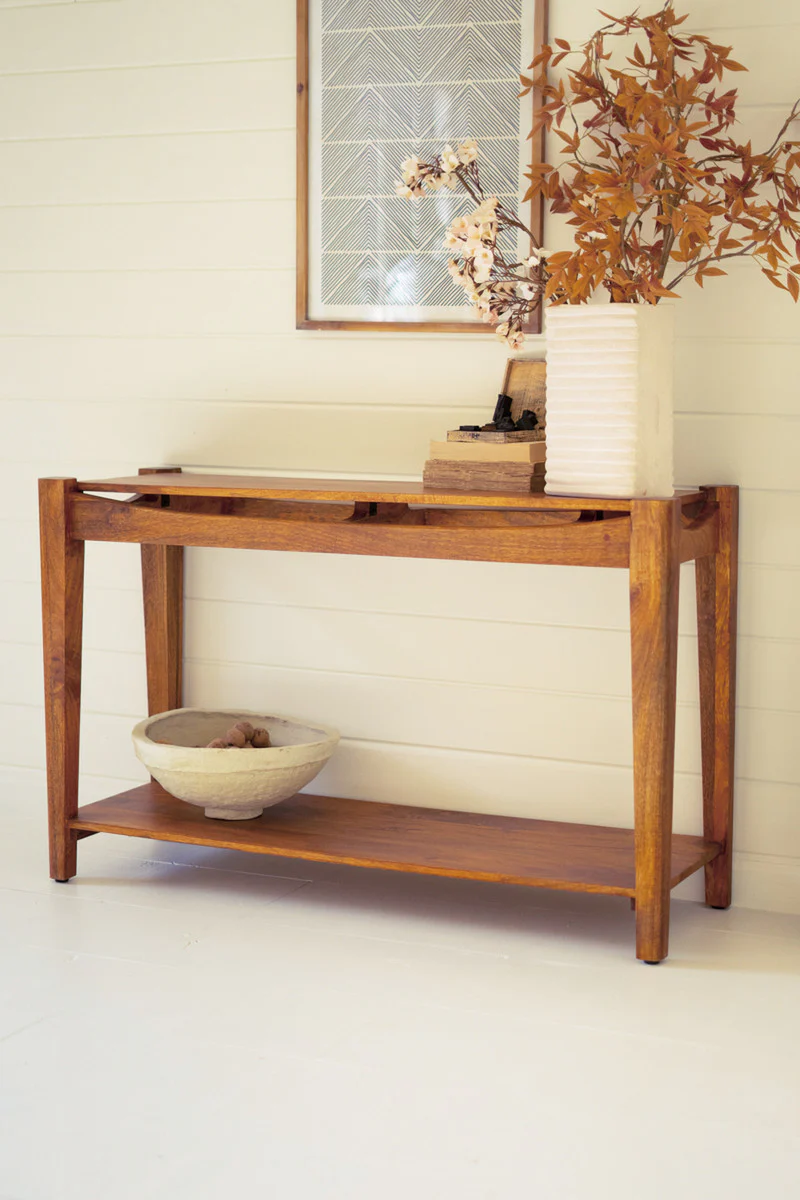 Mango Wood Console Table With Teak Finish By Kalalou - Image 2