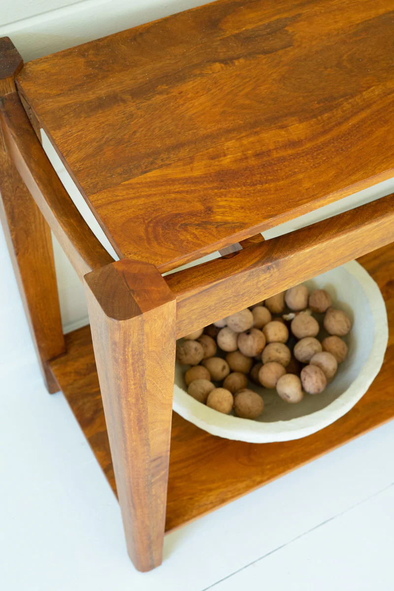 Mango Wood Console Table With Teak Finish By Kalalou - Image 3