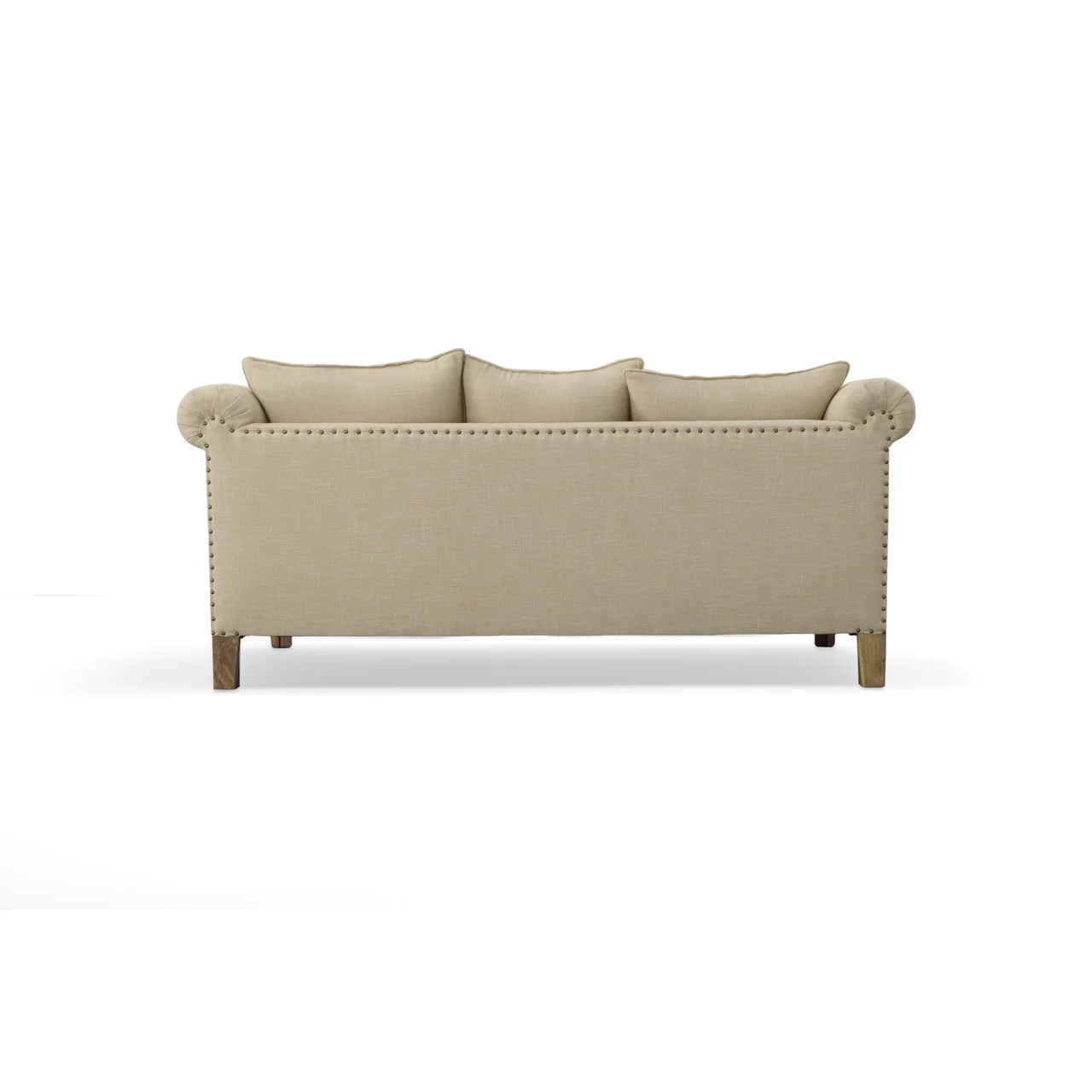 Mango Wood Solid Parquet and Linen Sofa 72 Inches - Image 3