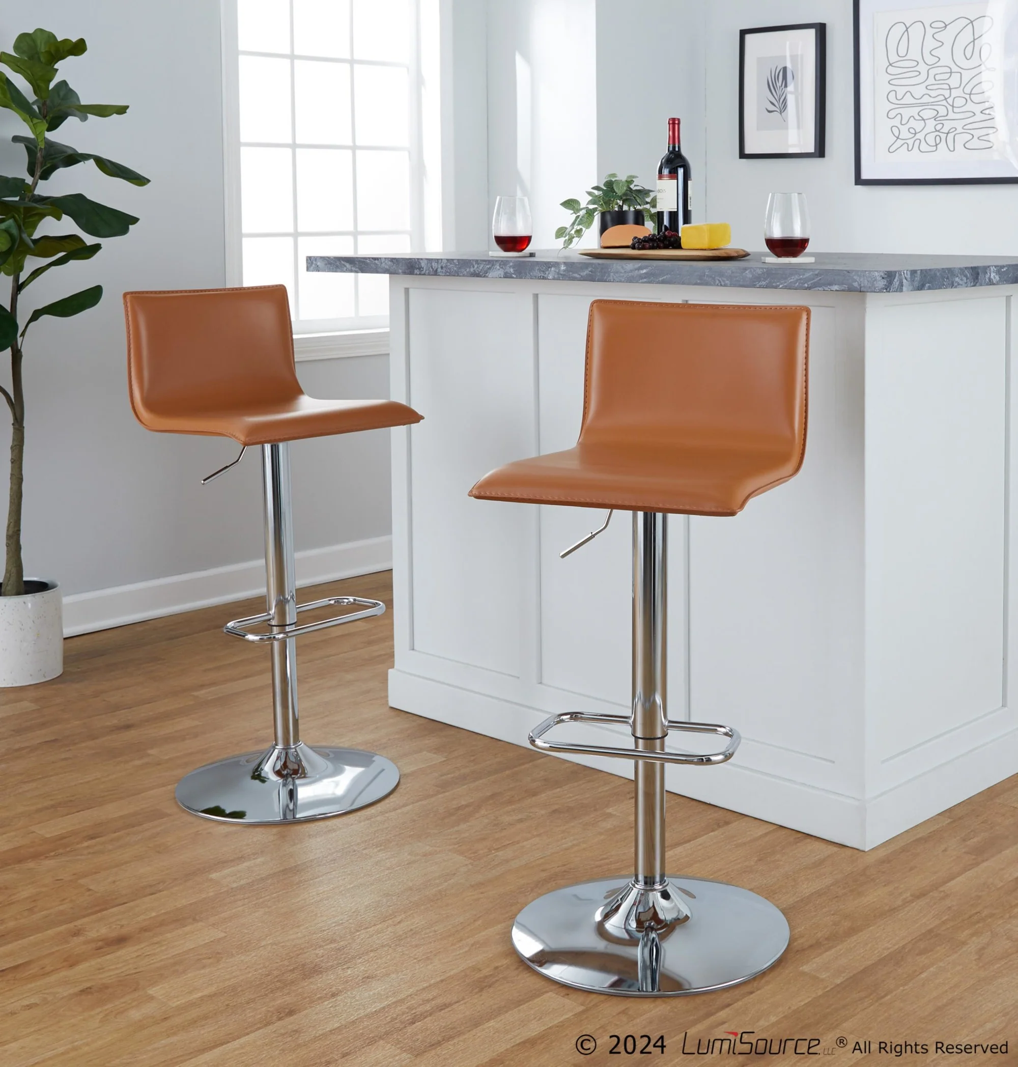 Mara Upholstered Adjustable Barstool - Set of 2 By LumiSource - BS-MARAUPPU-RR2 CHRBK2 - Image 14