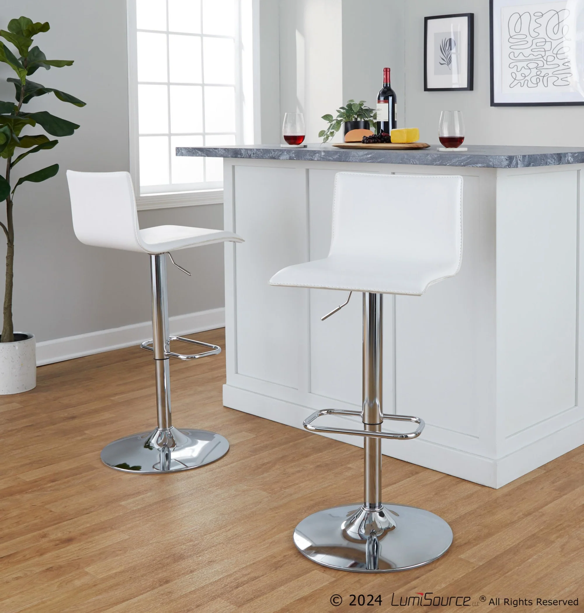 Mara Upholstered Adjustable Barstool - Set of 2 By LumiSource - BS-MARAUPPU-RR2 CHRBK2 - Image 23