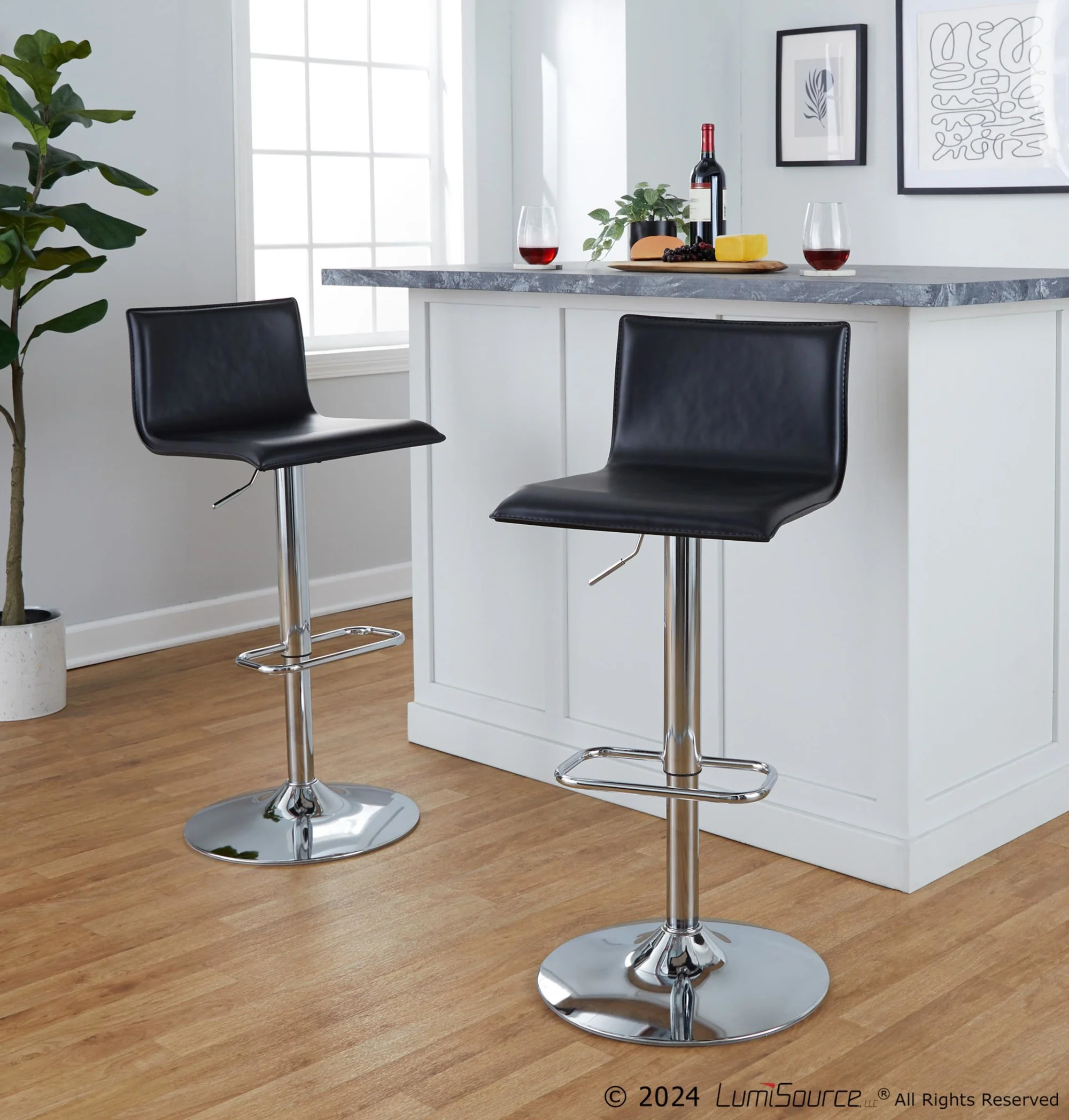 Mara Upholstered Adjustable Barstool - Set of 2 By LumiSource - BS-MARAUPPU-RR2 CHRBK2 - Image 4