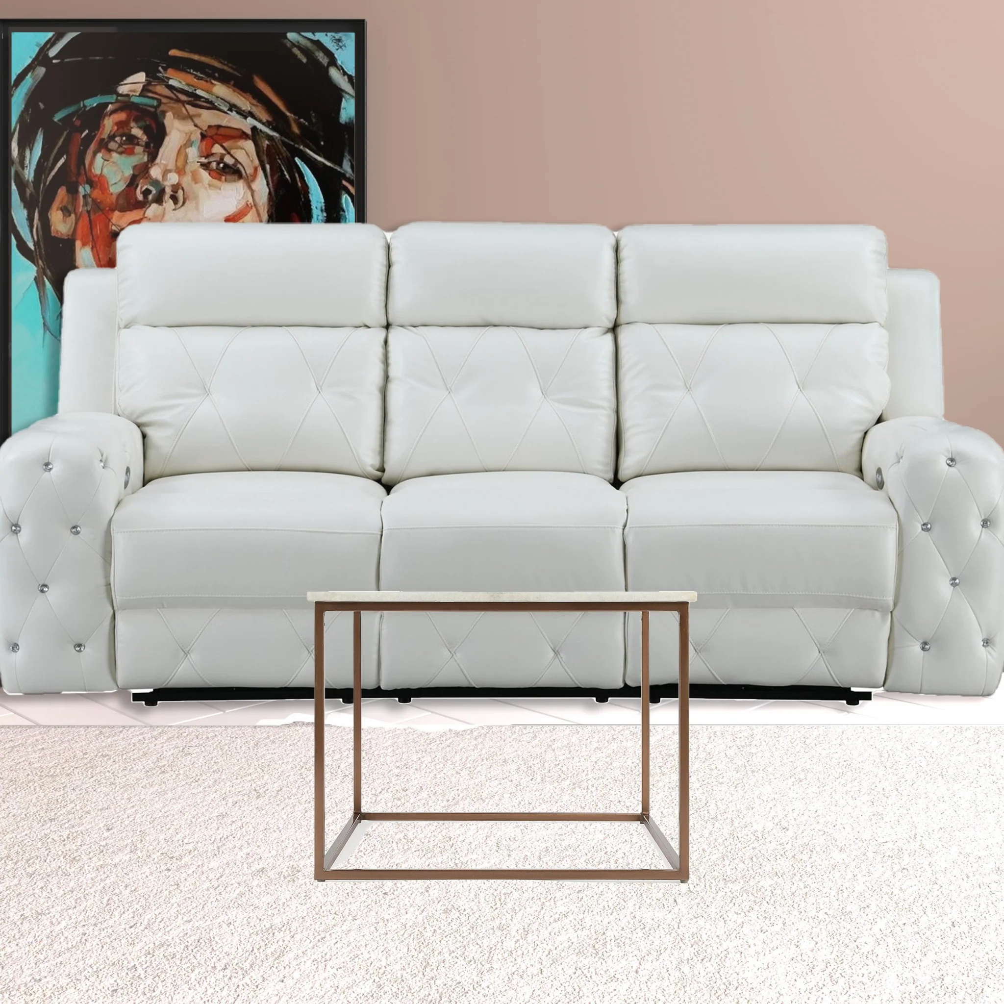 Marble and Metal Coffee Table By Homeroots - Image 5