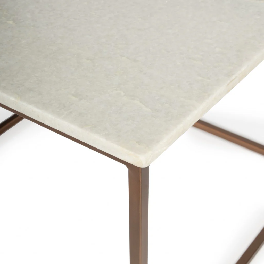 Marble and Metal Coffee Table By Homeroots - Image 6