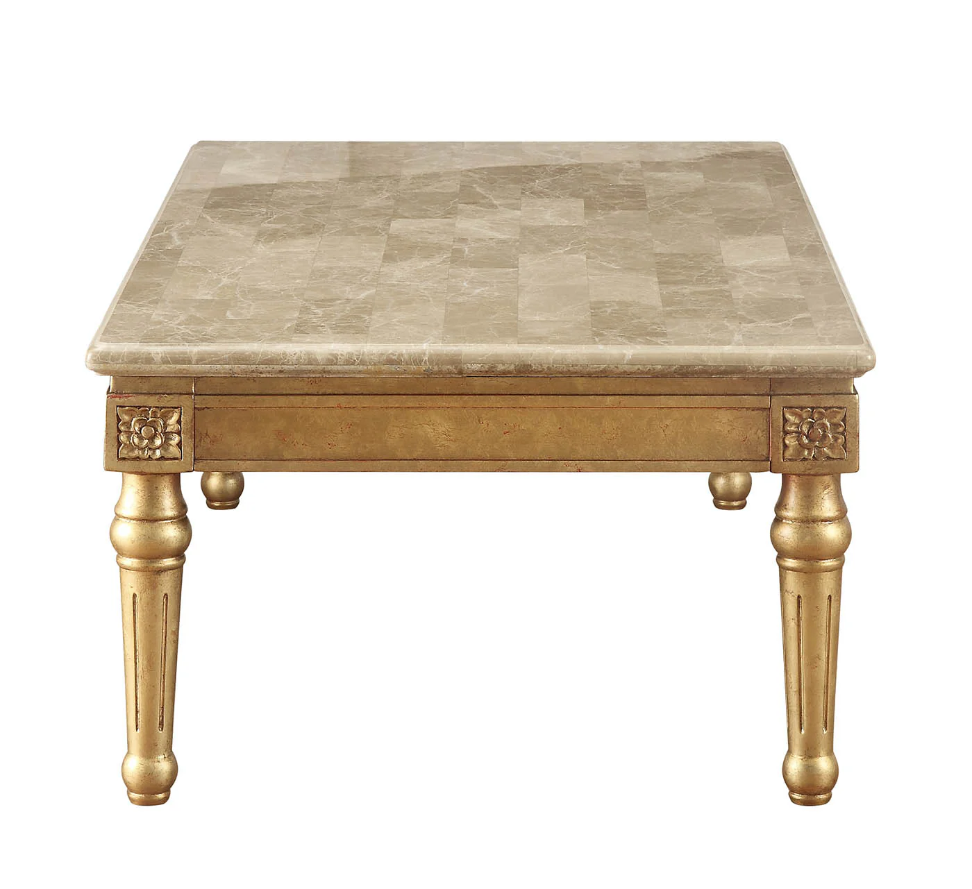 Marble Antique Gold Wood Coffee Table By Homeroots - Image 3