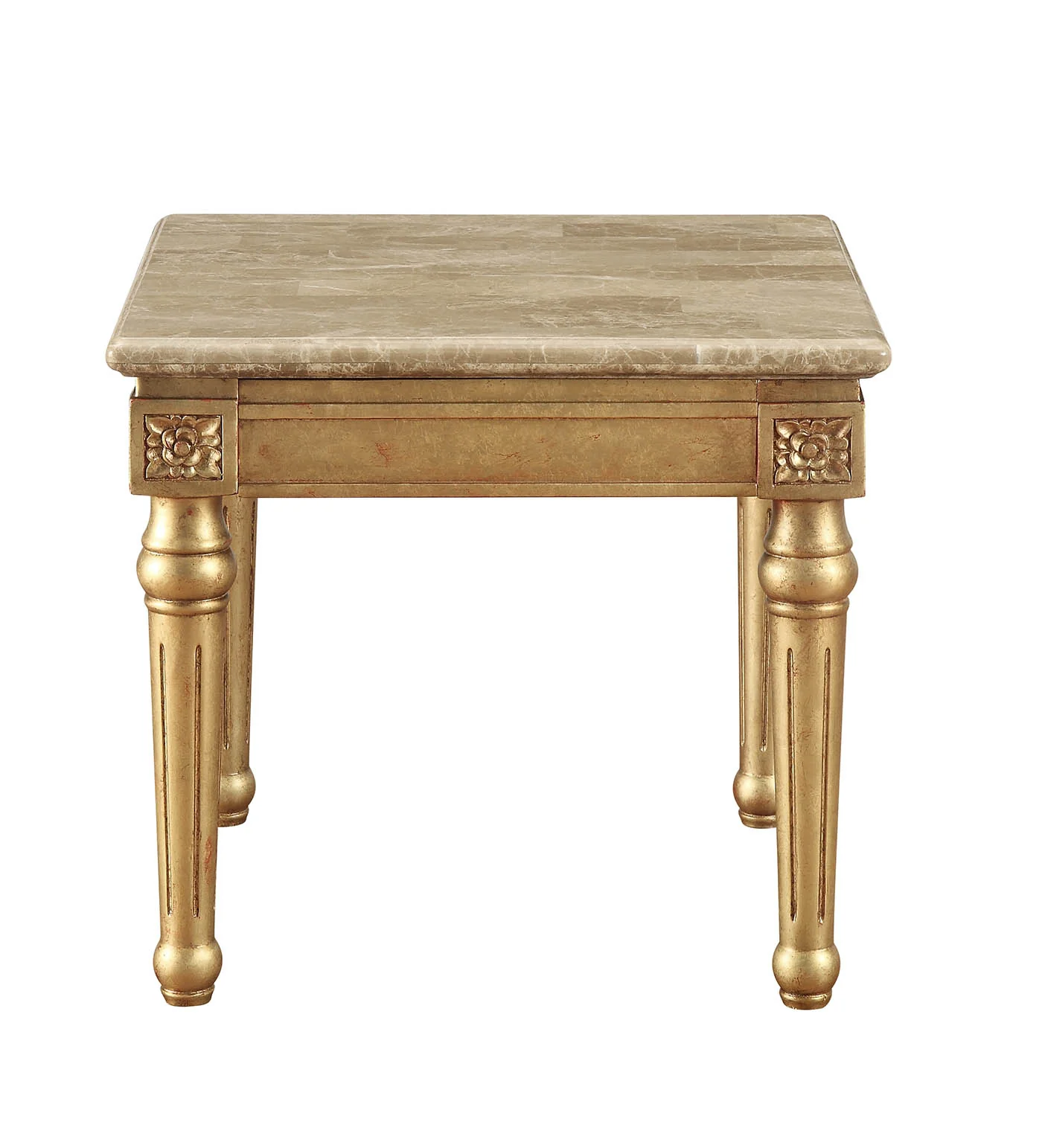 Marble Antique Gold Wood End Table By Homeroots - Image 3