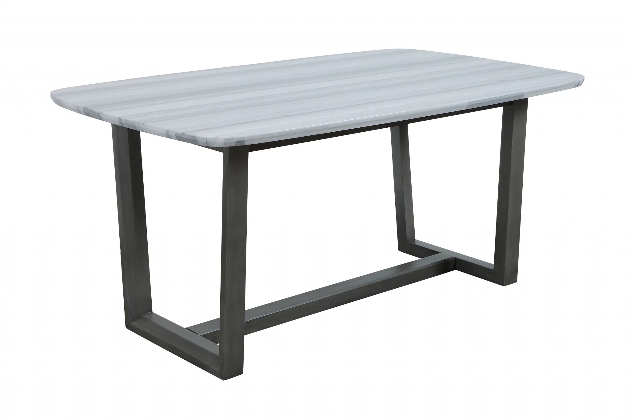 Marble Gray Oak Wood Marble Dining Table By Homeroots - Image 2