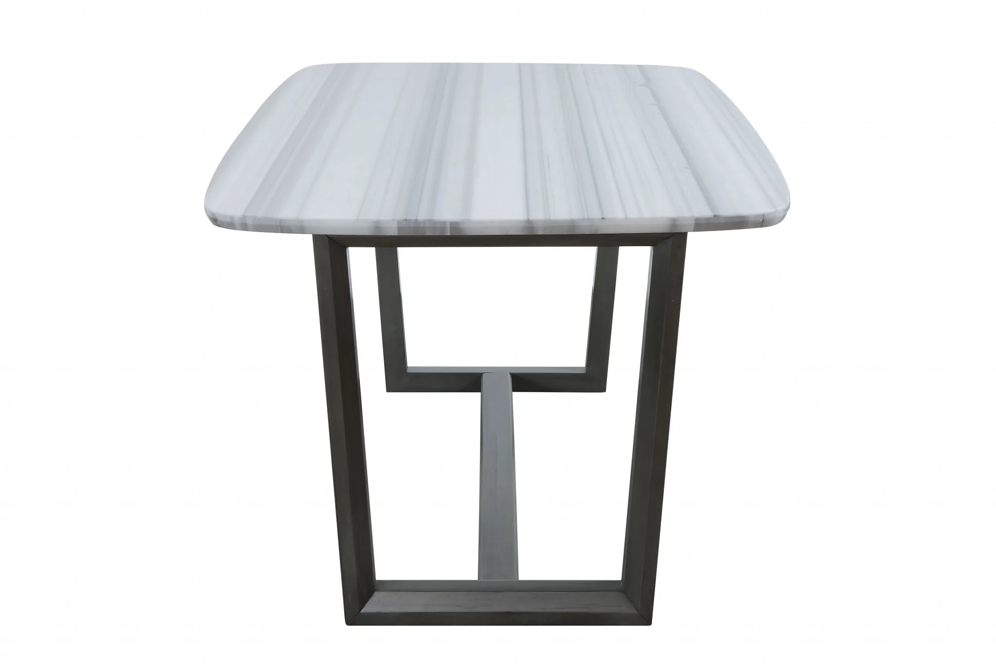 Marble Gray Oak Wood Marble Dining Table By Homeroots - Image 3