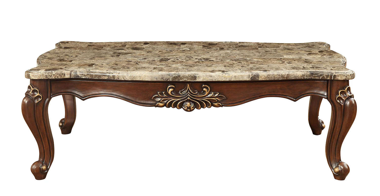 Marble Walnut Wood Coffee Table By Homeroots - 347392 - Image 3