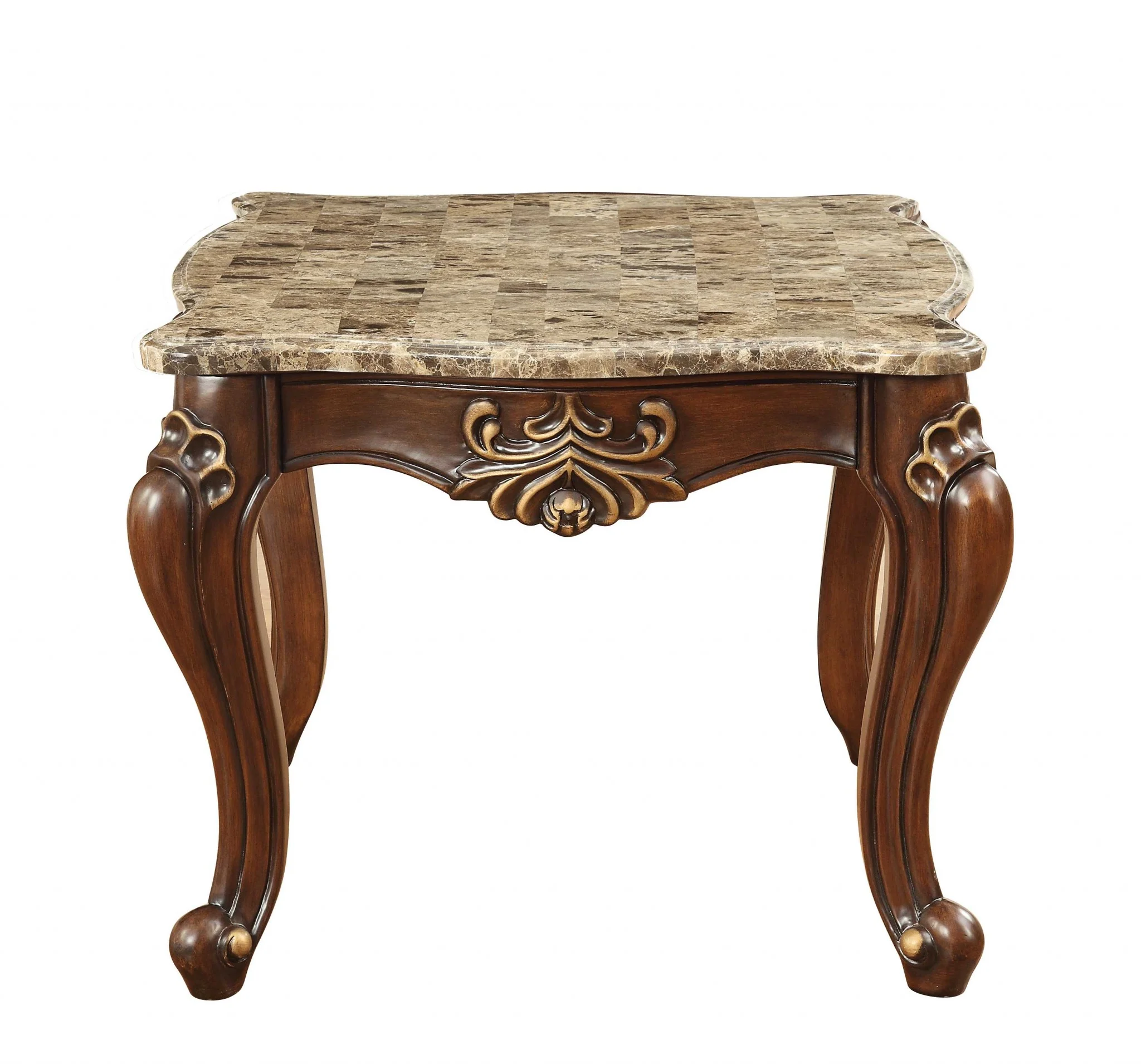 Marble Walnut Wood End Table By Homeroots - 347393 - Image 3