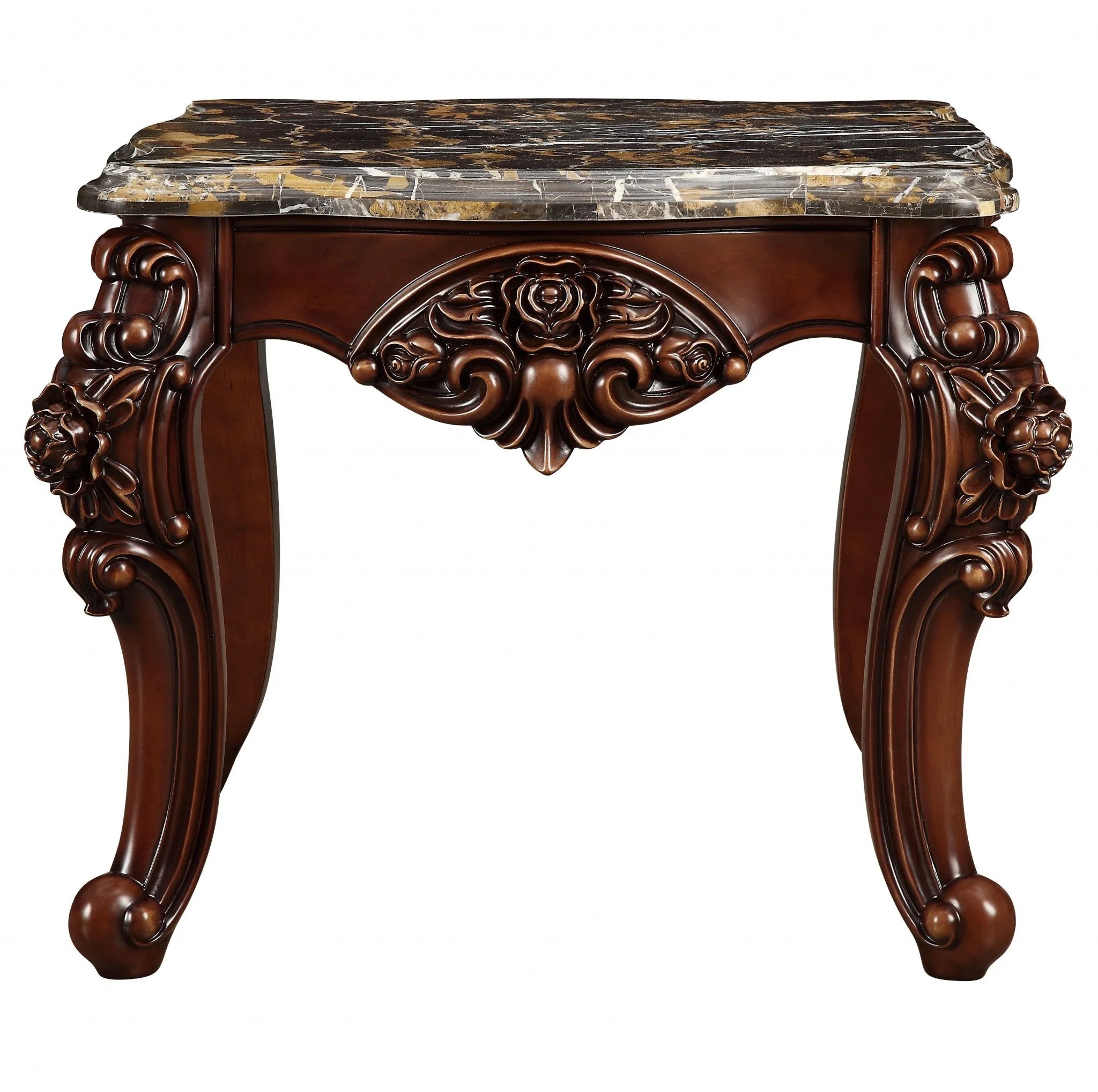 Marble Walnut Wood End Table By Homeroots - 347443 - Image 3