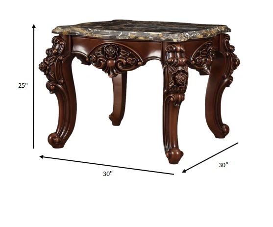 Marble Walnut Wood End Table By Homeroots - 347443 - Image 5