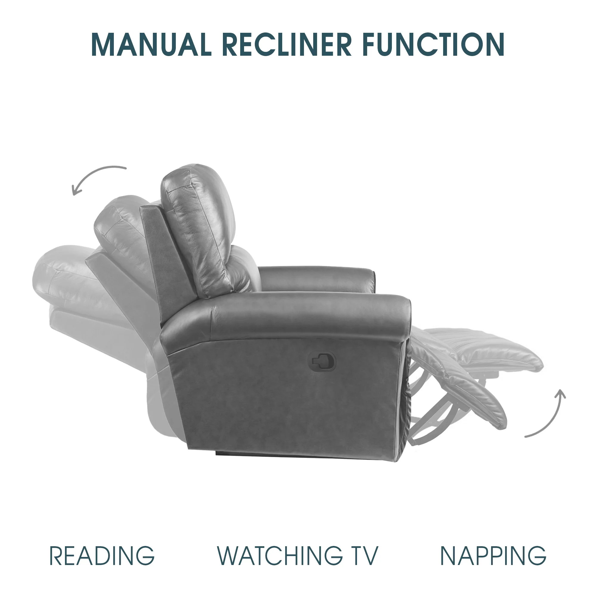 Marcel Manual Recliner Chair in Dark Brown Leather By Armen Living - Image 11