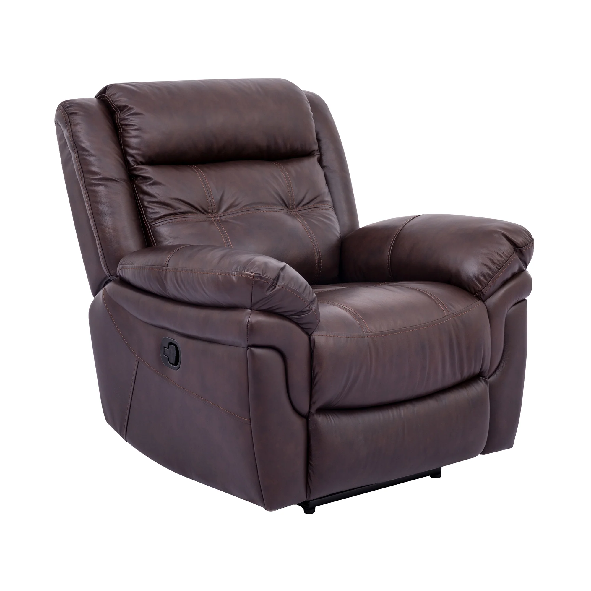 Marcel Manual Recliner Chair in Dark Brown Leather By Armen Living - Image 2