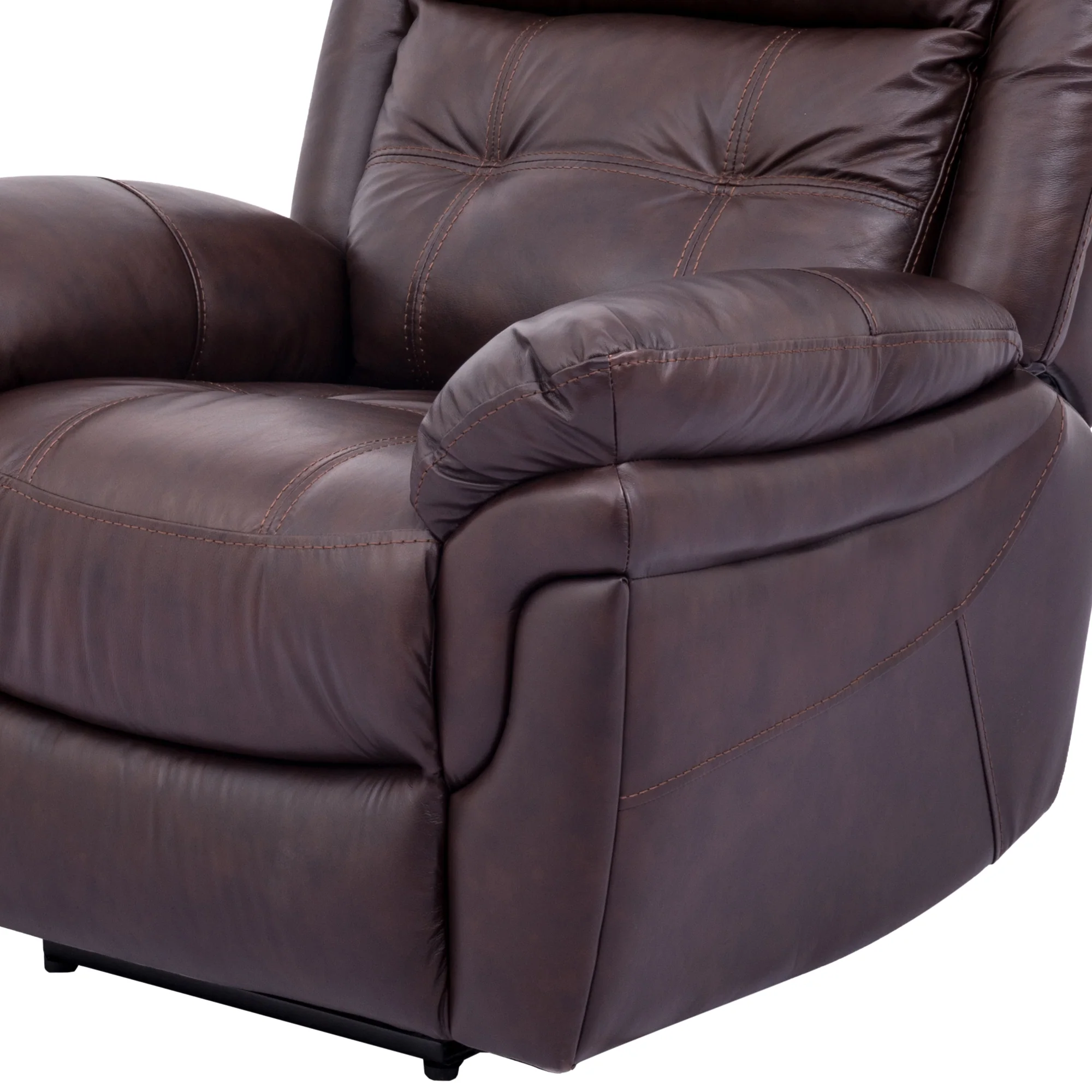 Marcel Manual Recliner Chair in Dark Brown Leather By Armen Living - Image 7
