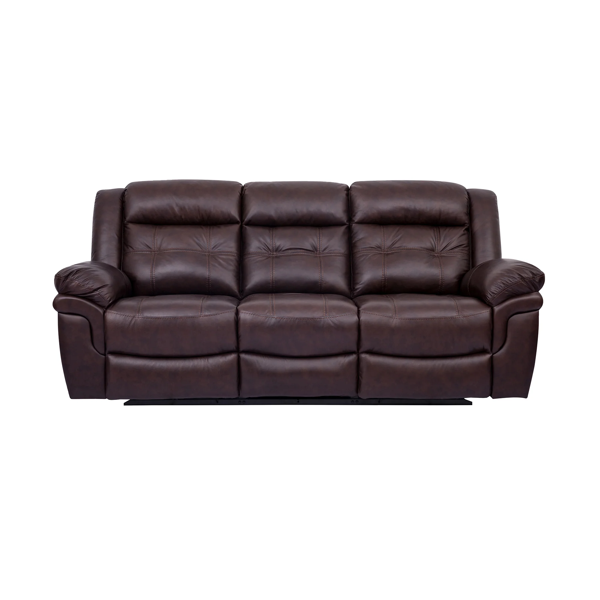 Marcel Manual Reclining 2 Piece Sofa and Recliner Set in Dark Brown Leather By Armen Living - Image 3